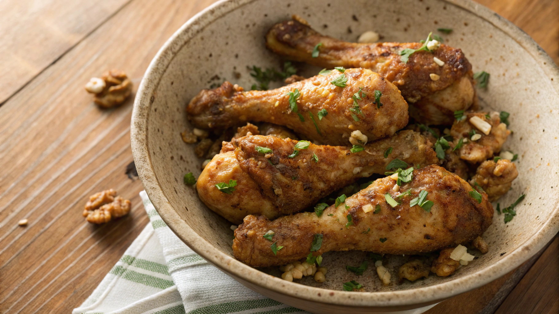 Keto Crispy Walnut Chicken Drumsticks