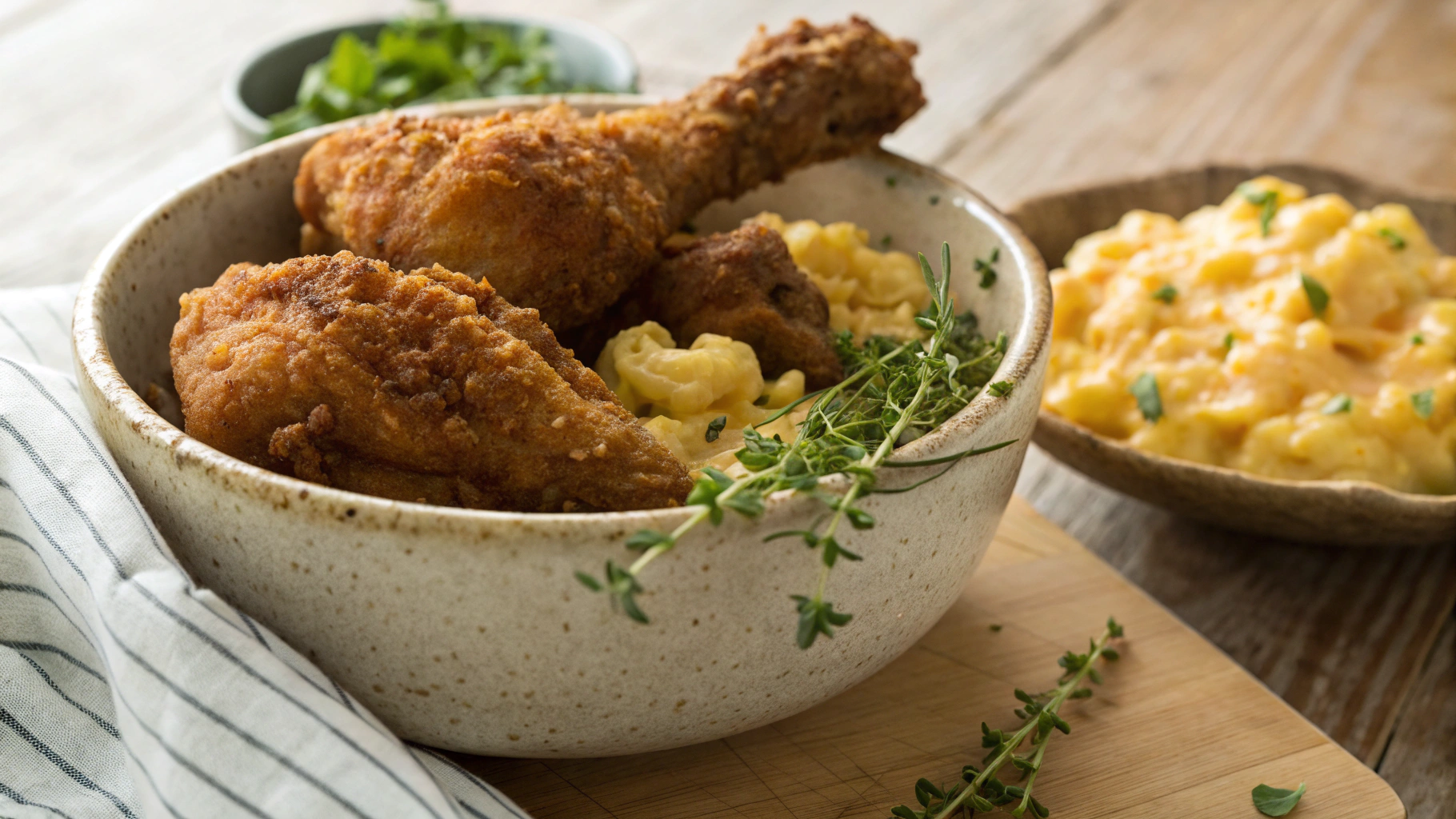 Low Carb Crunchy Chicken Drumsticks w Baked Macaroni