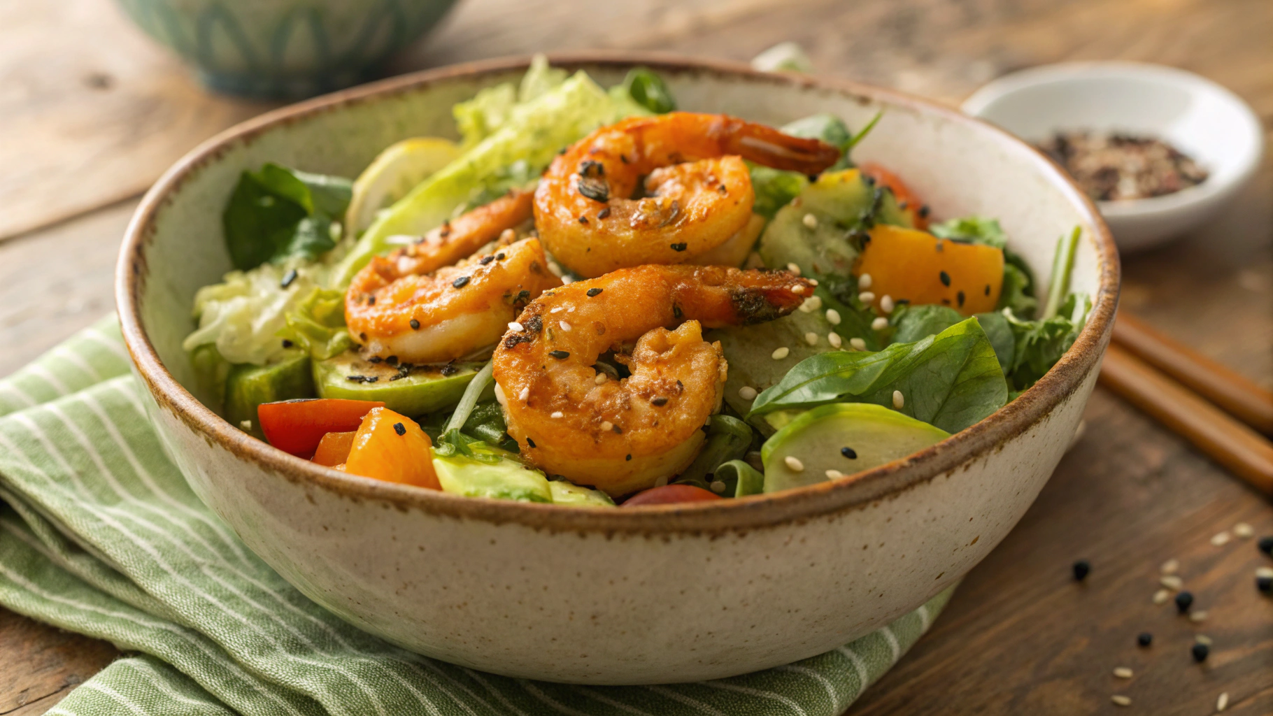Low Carb Curry Shrimp and Cashew Hot Salad