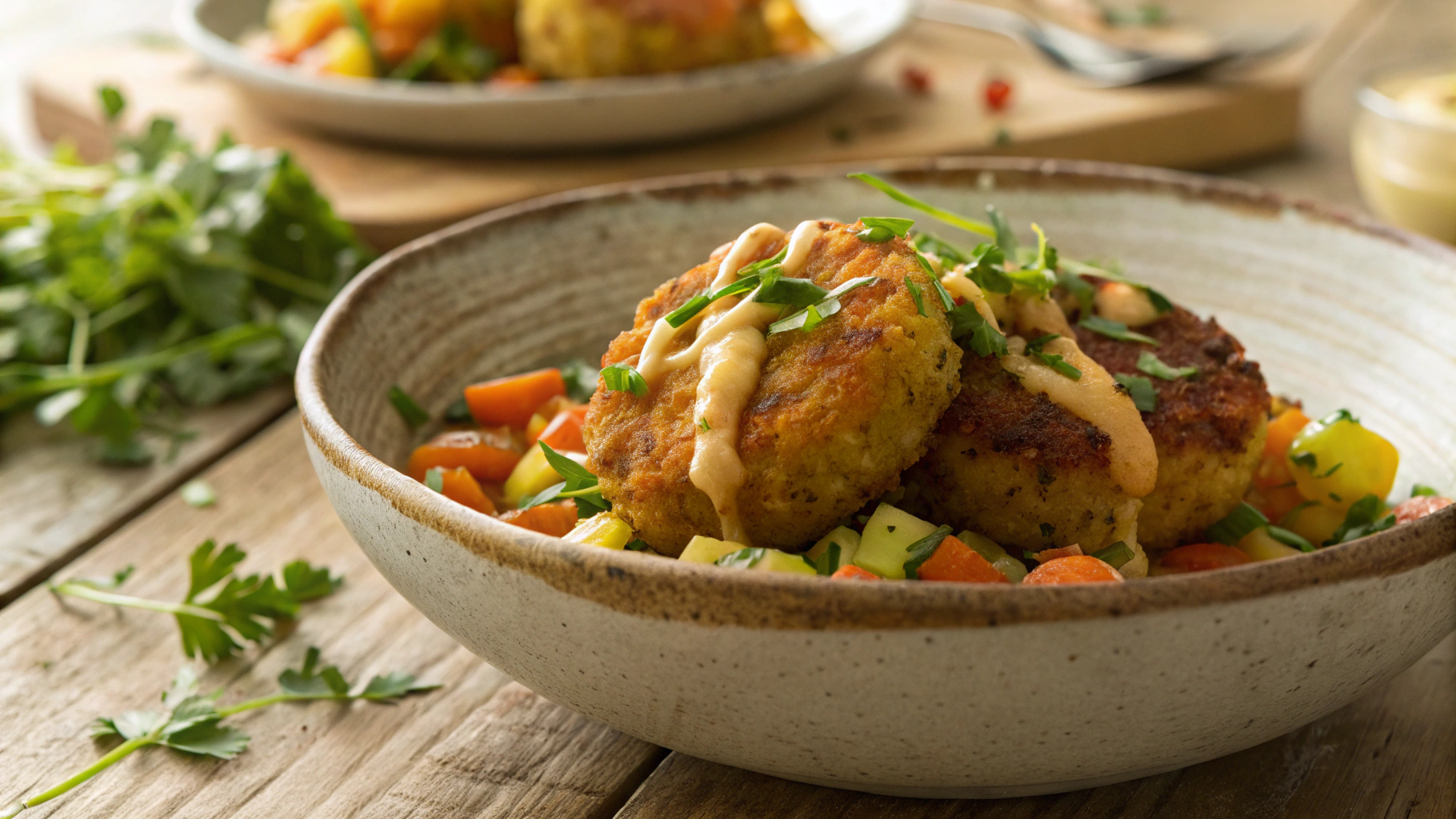 Keto Curry Shrimp Cakes w Vegetable Hash Meal Prep