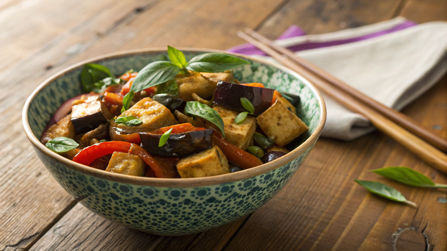 Low Carb Eggplant Tofu Stir Fry