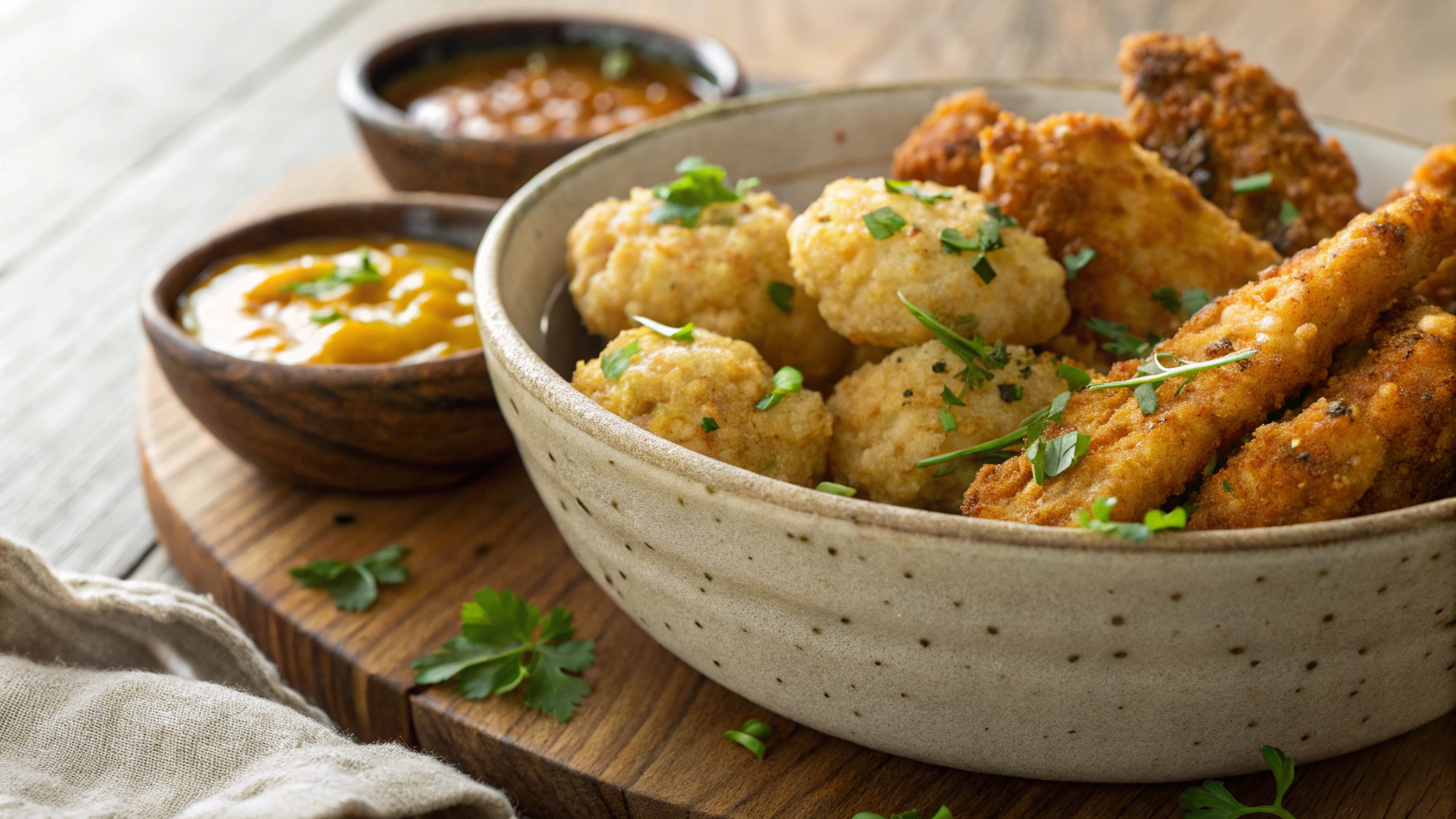 Keto Everything Chicken Strips w Dipping Sauce & Cauli Tots