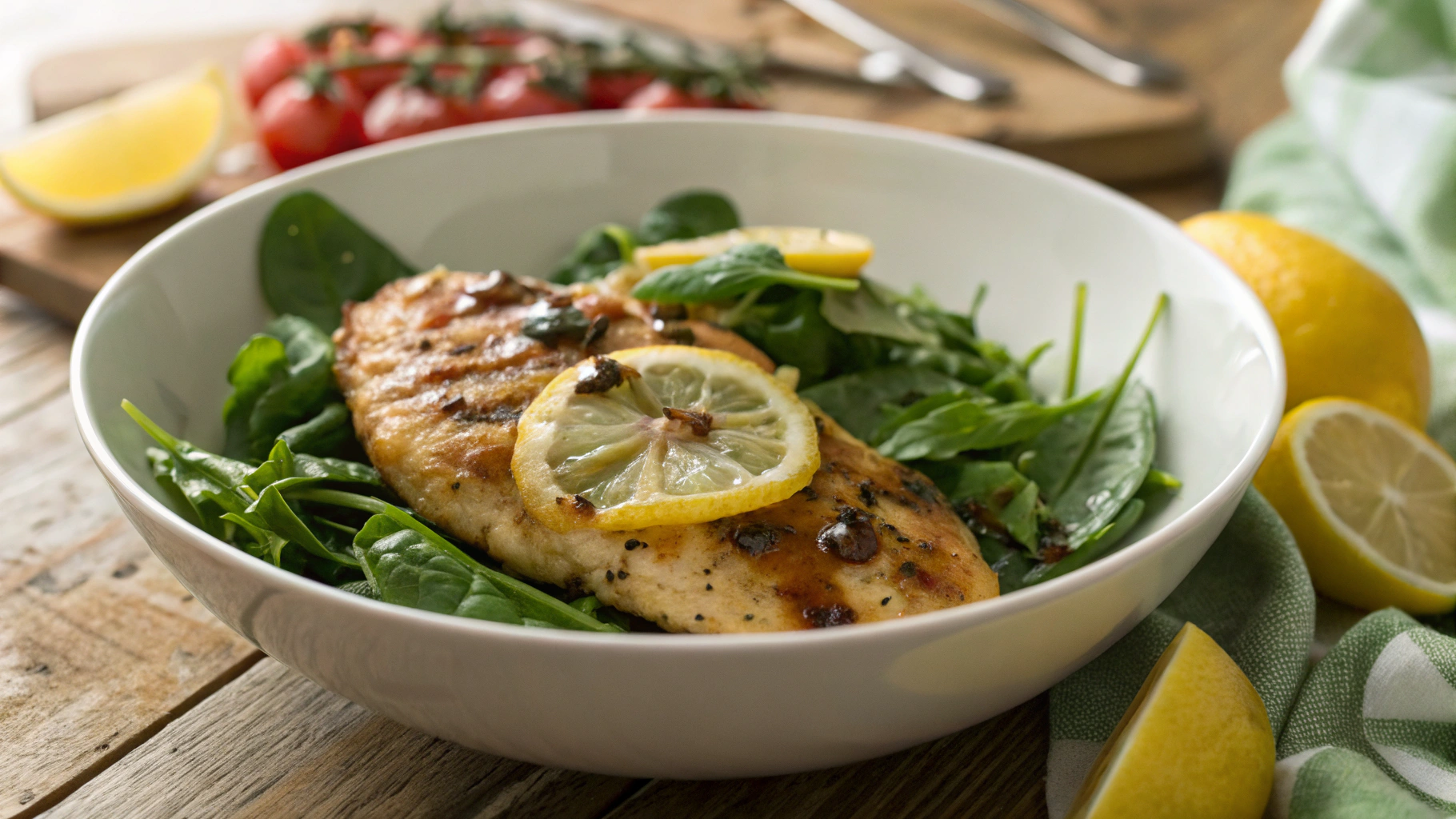 Low Carb French Chicken w Balsamic Spinach Salad