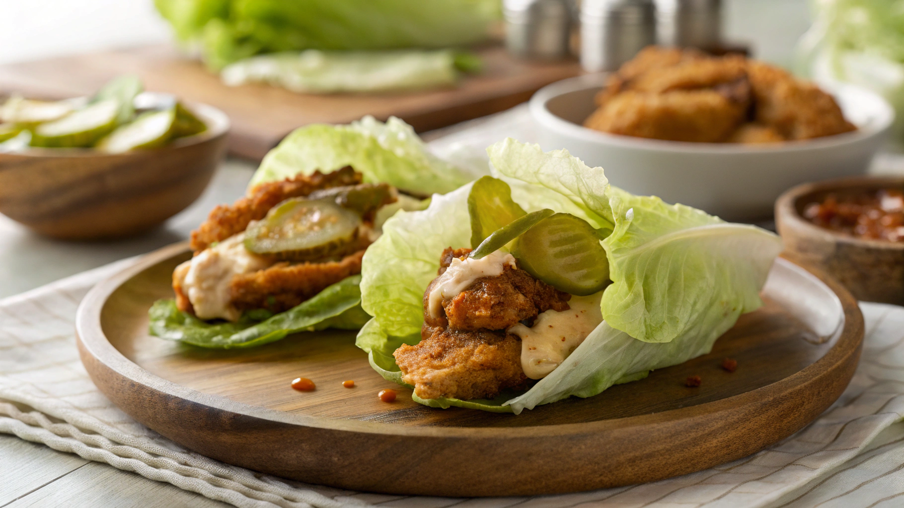 Keto Fried Chicken Lettuce Wrap W Cajun Mayo