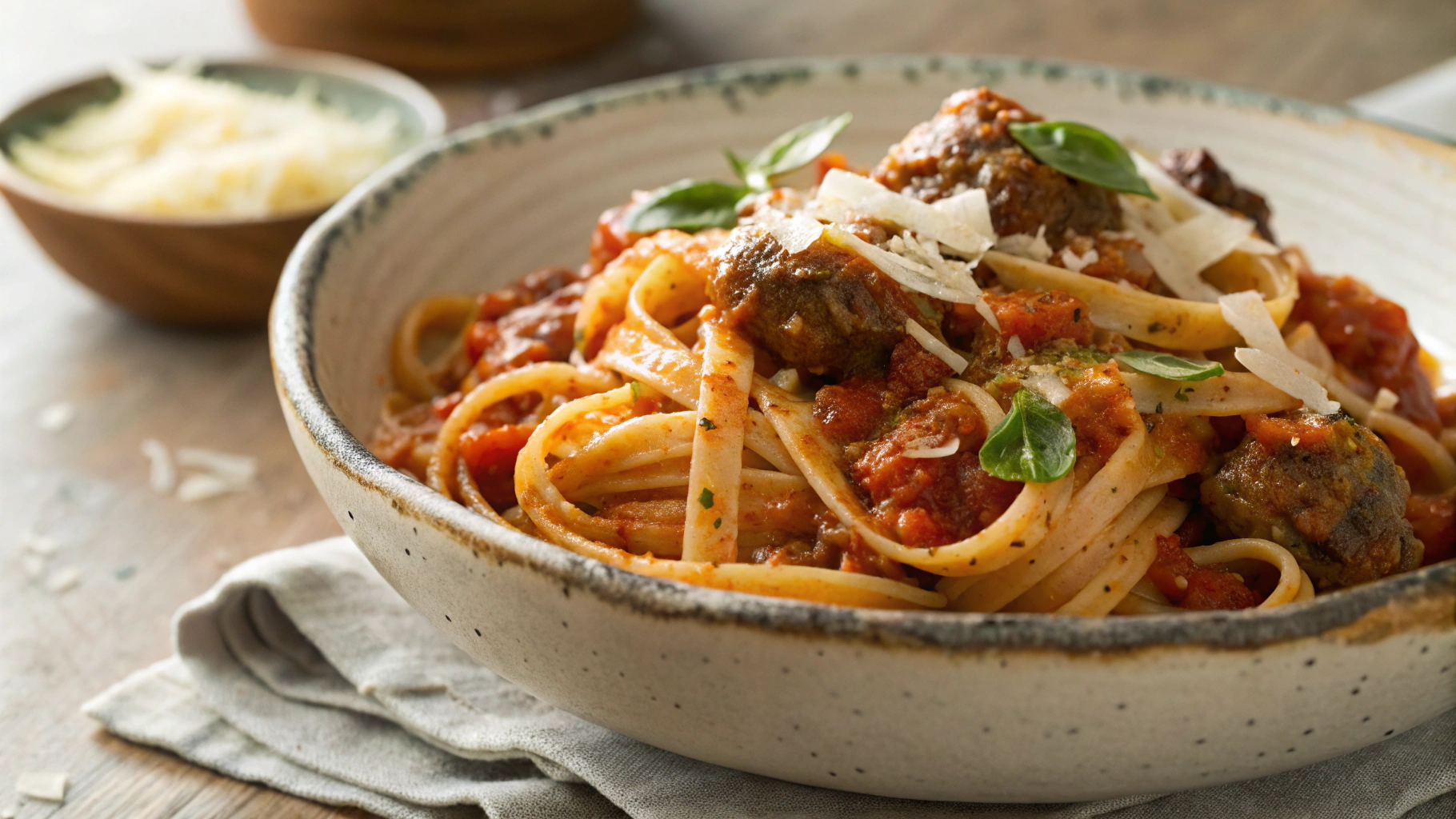 Low Carb Gluten-Free Pappardelle Pasta with Sausage and Peas