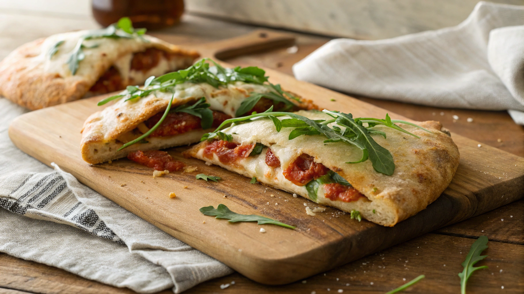 Keto Goat Cheese, Arugula, Pepperoni Calzone for Two