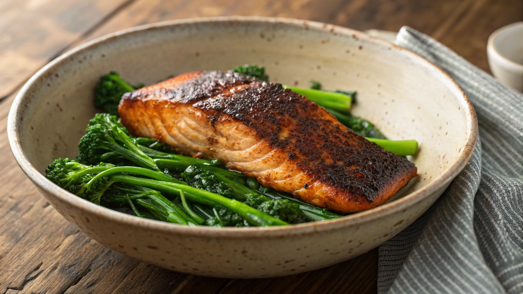 Low Carb Gochujang Blackened Fish with Chinese Broccoli