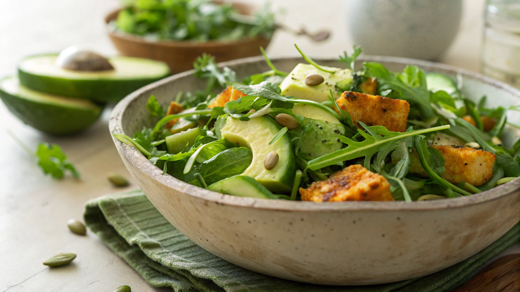Low Carb Green Halloumi Salad