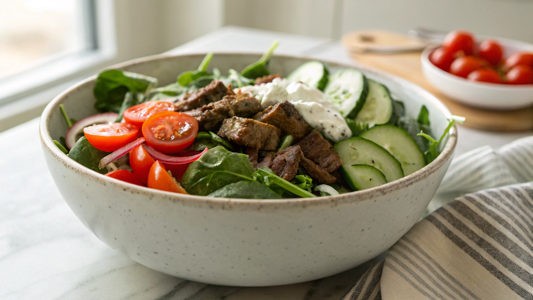 Low Carb Gyro Bowls With Tzatziki Sauce