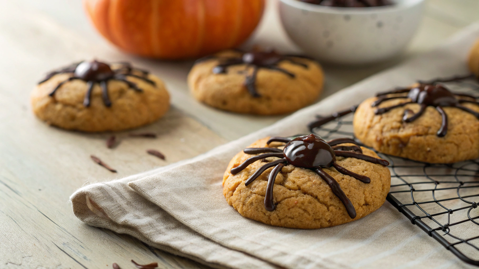 Keto Halloween Pumpkin Spider Cookies