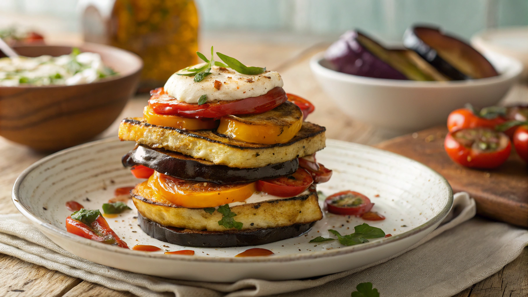 Low Carb Harissa Halloumi Stack