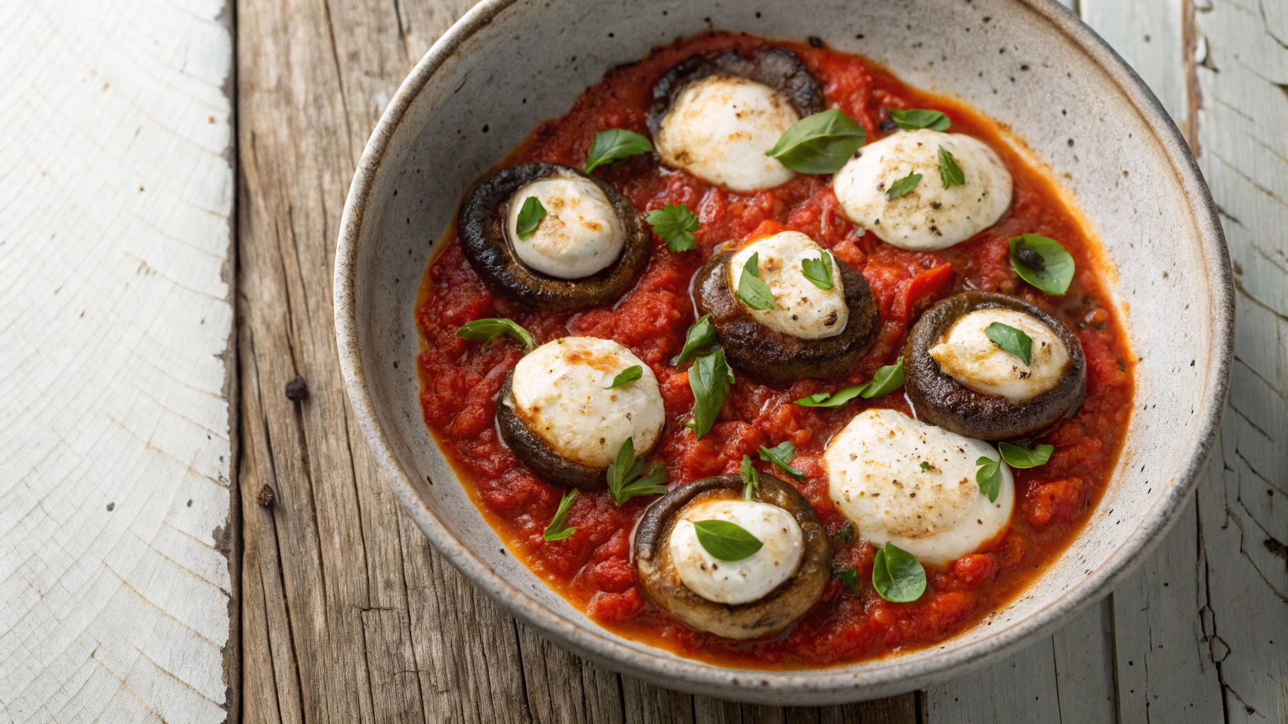 Keto Harissa Mozzarella Mushrooms