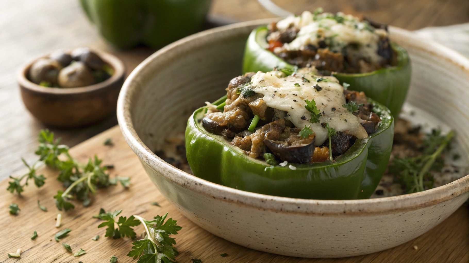 Keto Herbaceous Mushroom Bell Peppers