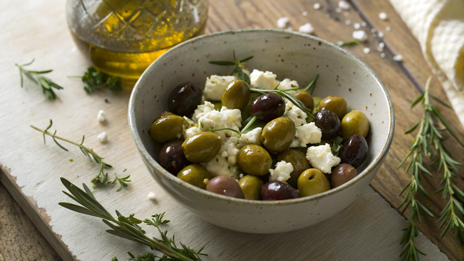 Keto Herbed Green Olives And Feta