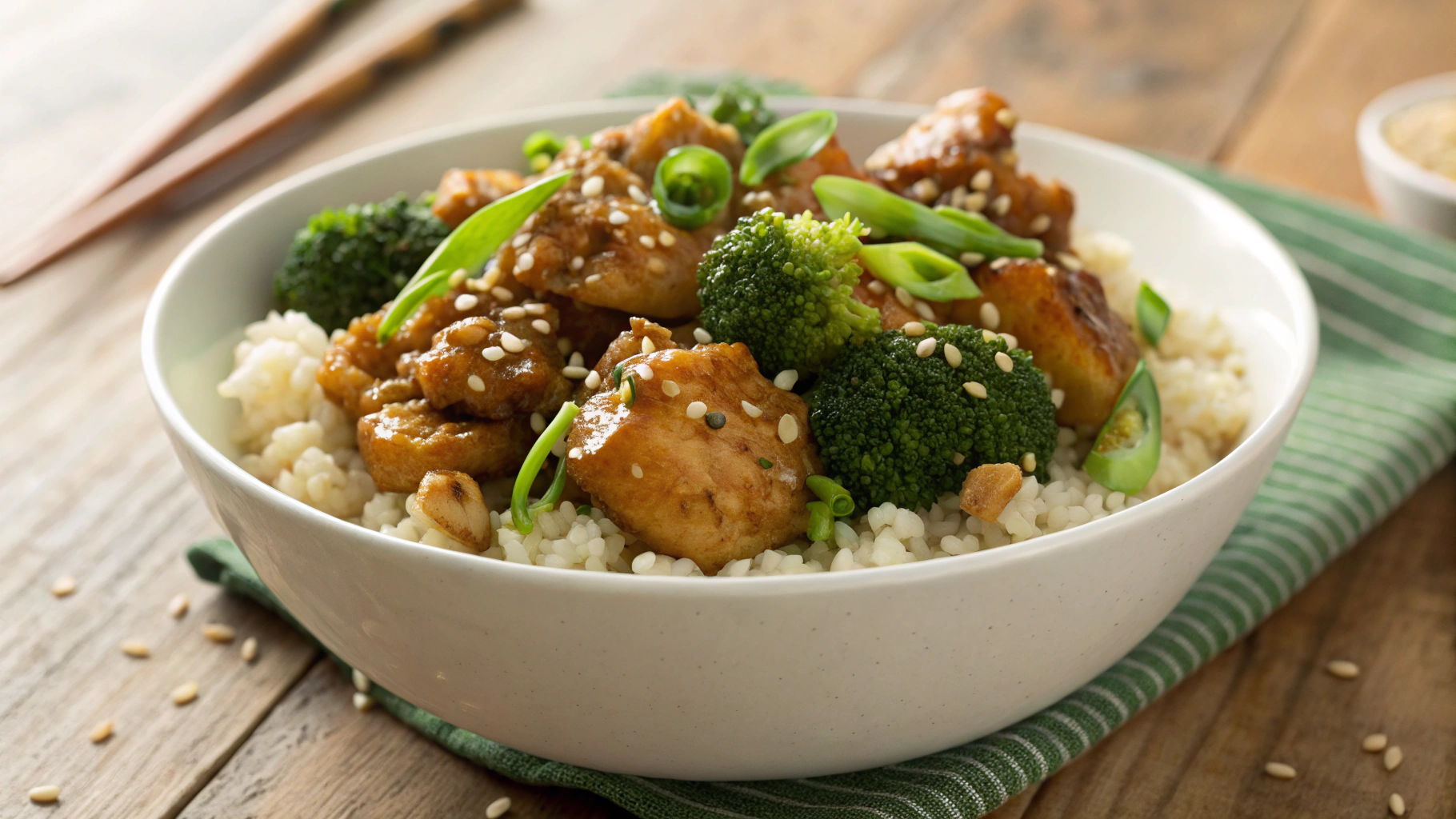 Low Carb Honey Garlic Chicken Stir Fry w Lemon Parsley Rice