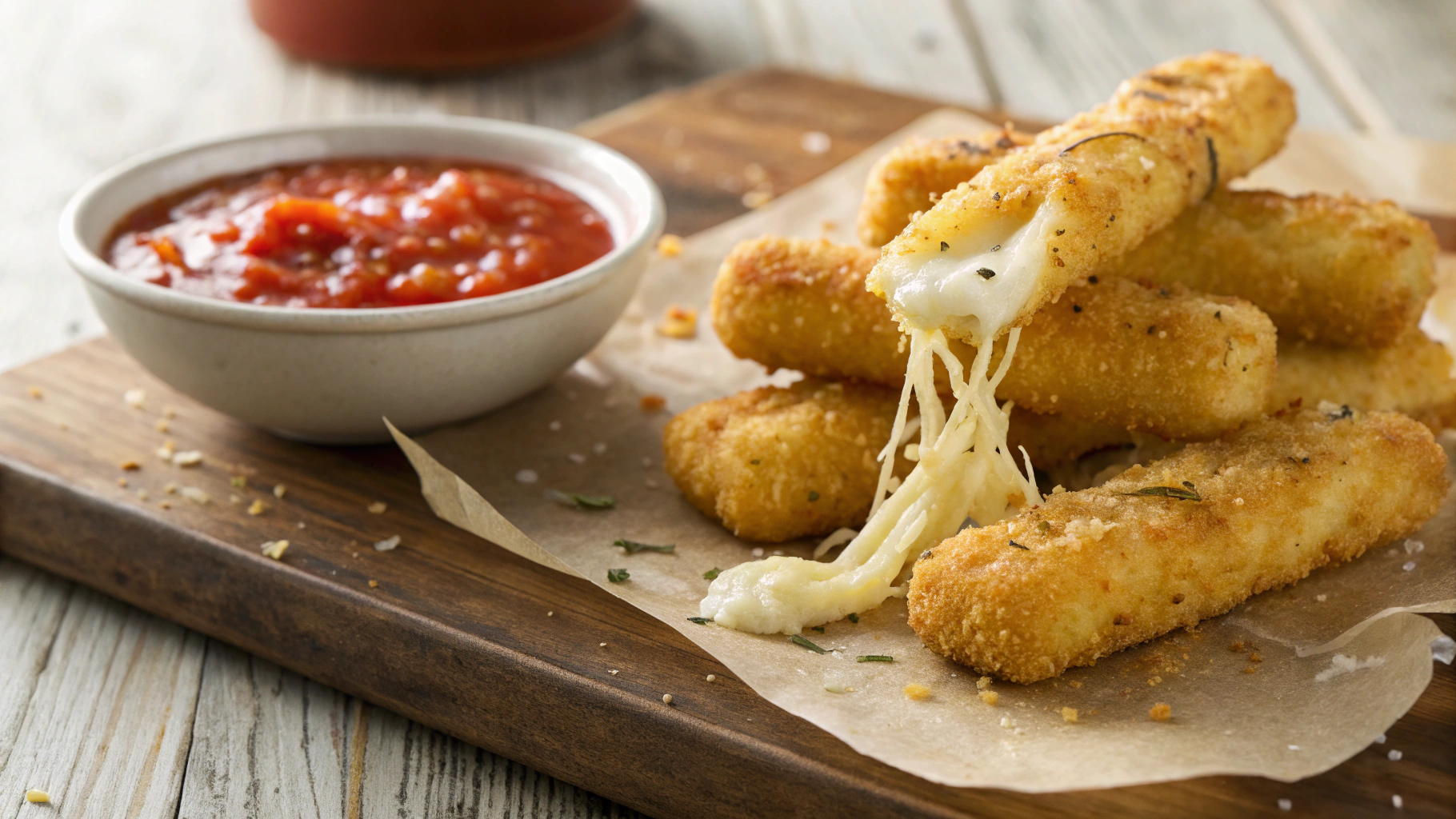 Keto Italian Mozzarella Sticks with Marinara
