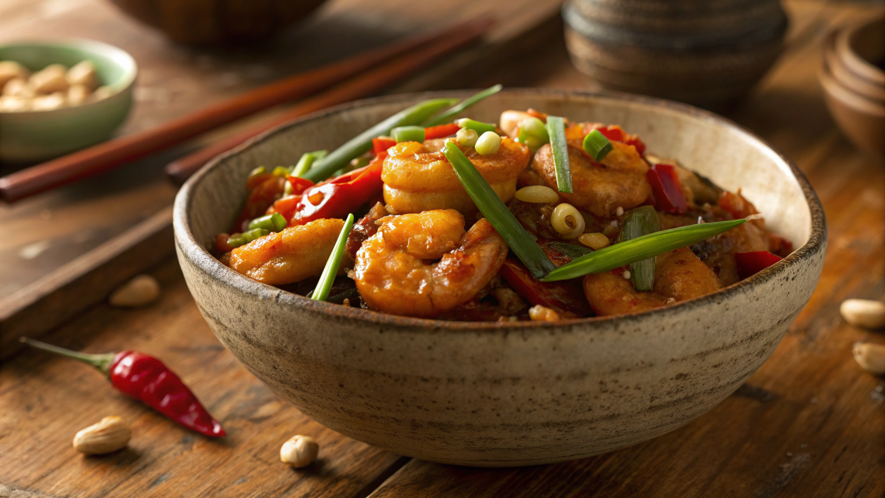Low Carb Kung Pao Shrimp Skillet