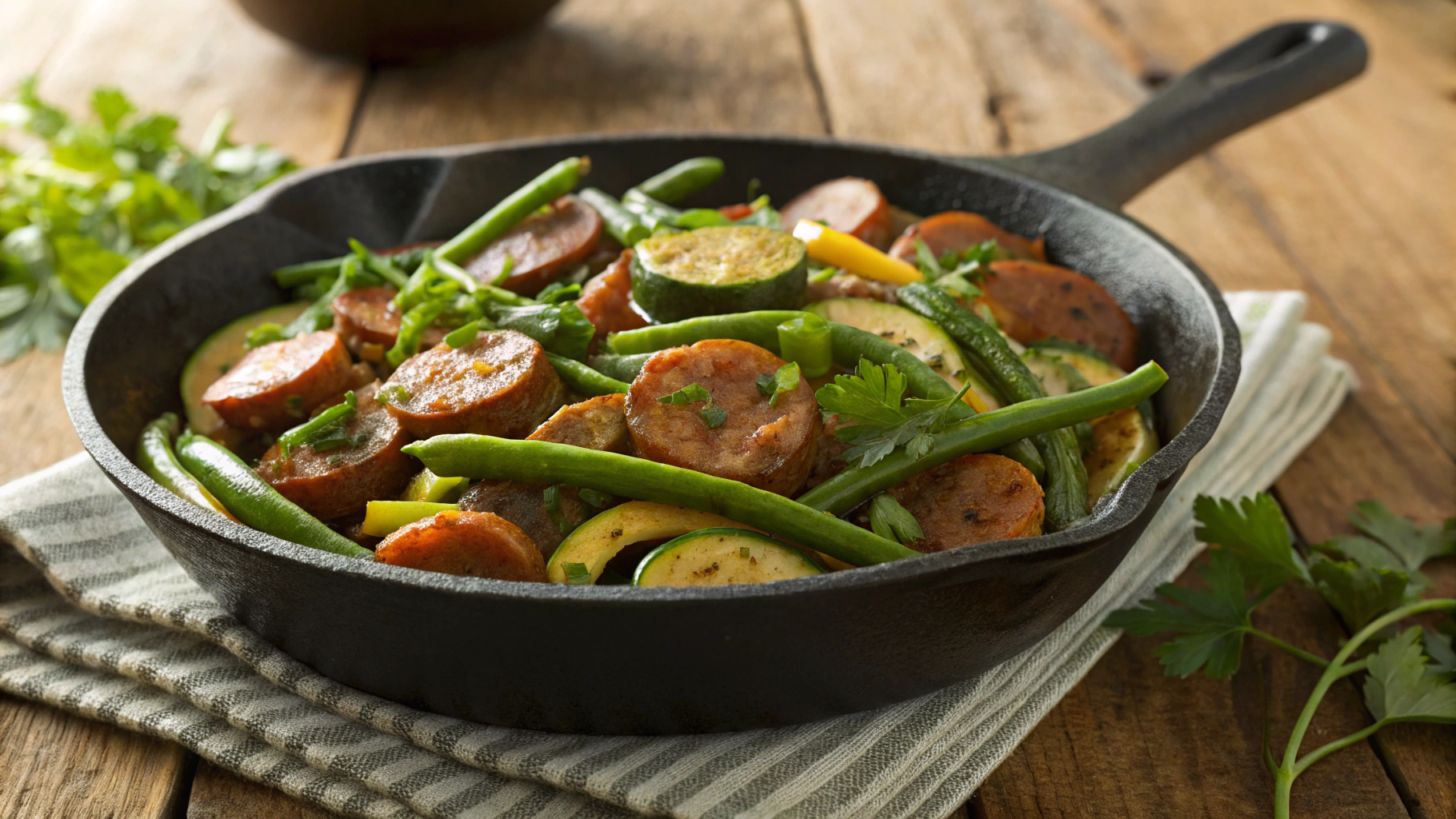 Low Carb Lemon Cajun Sausage Skillet