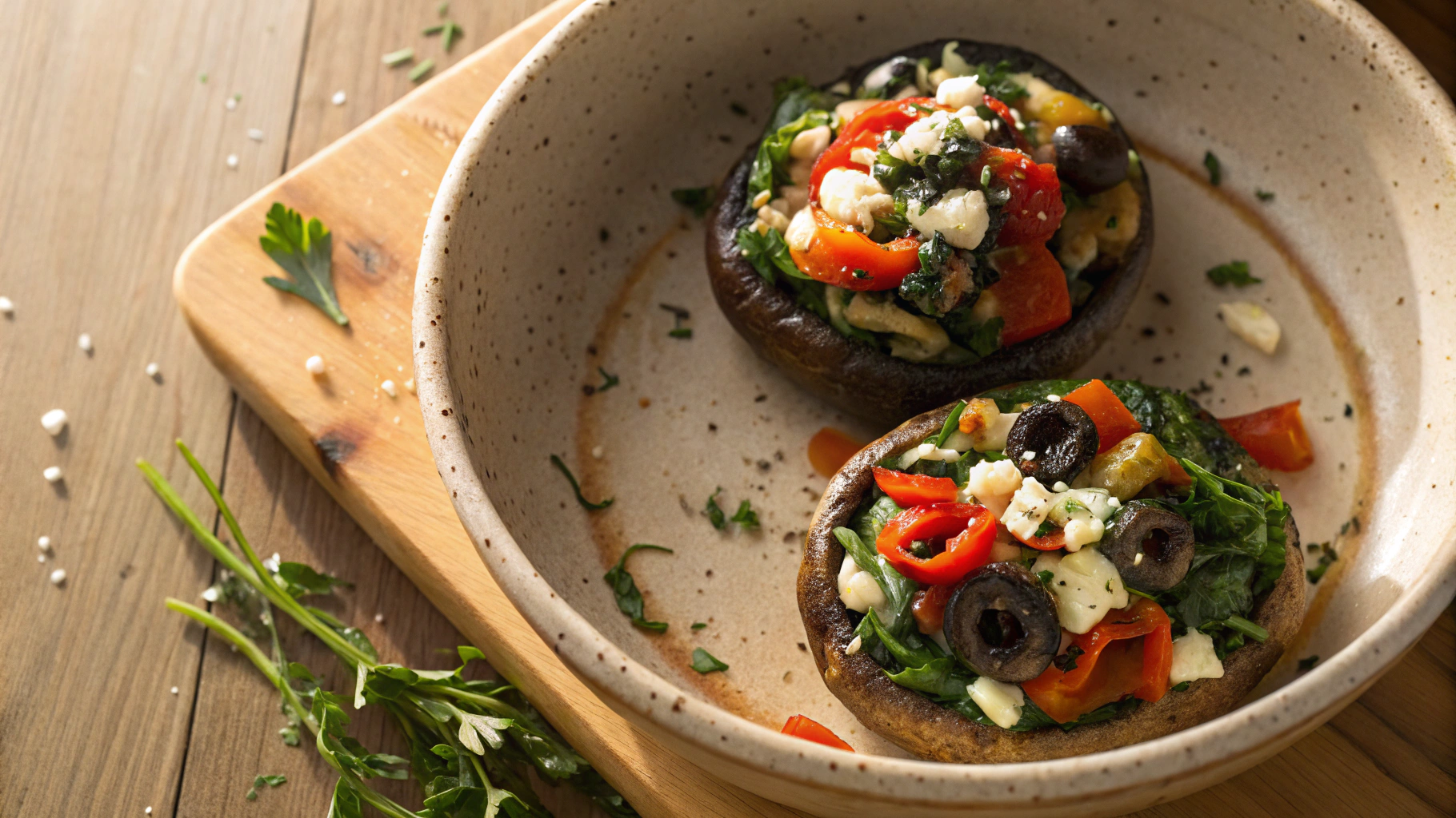 Keto Mediterranean Stuffed Mushrooms
