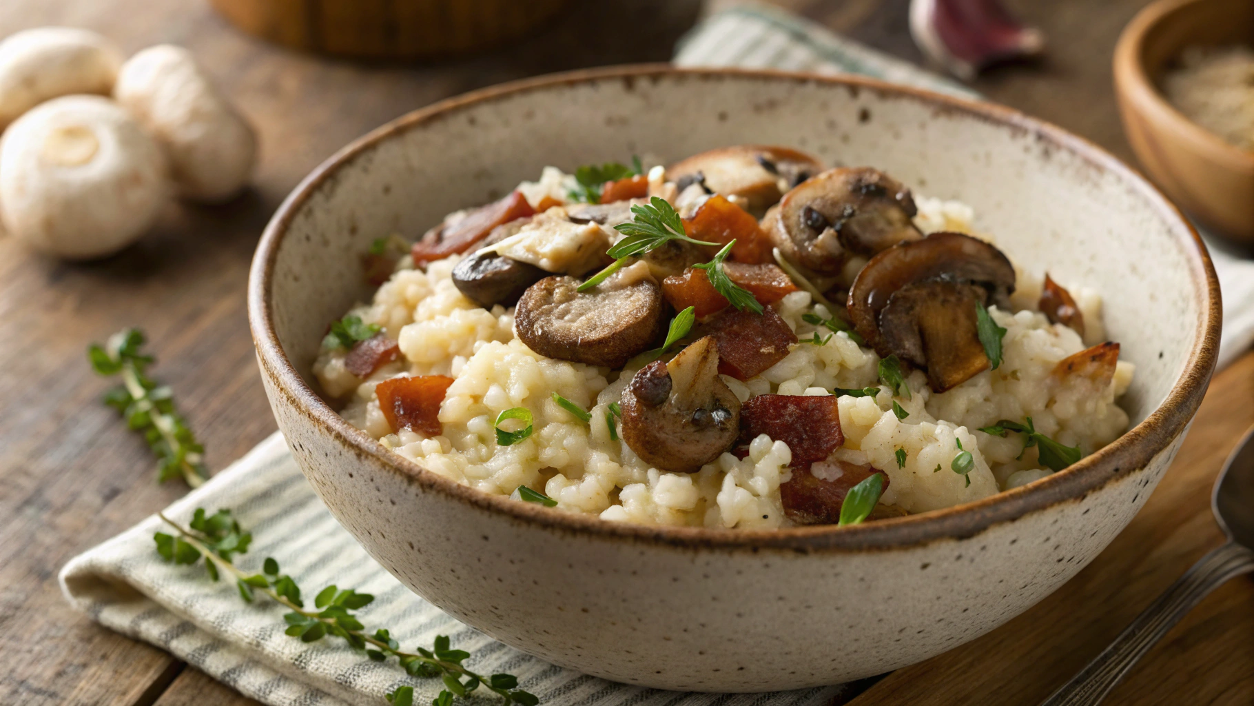 Low Carb Mushroom And Bacon Risotto