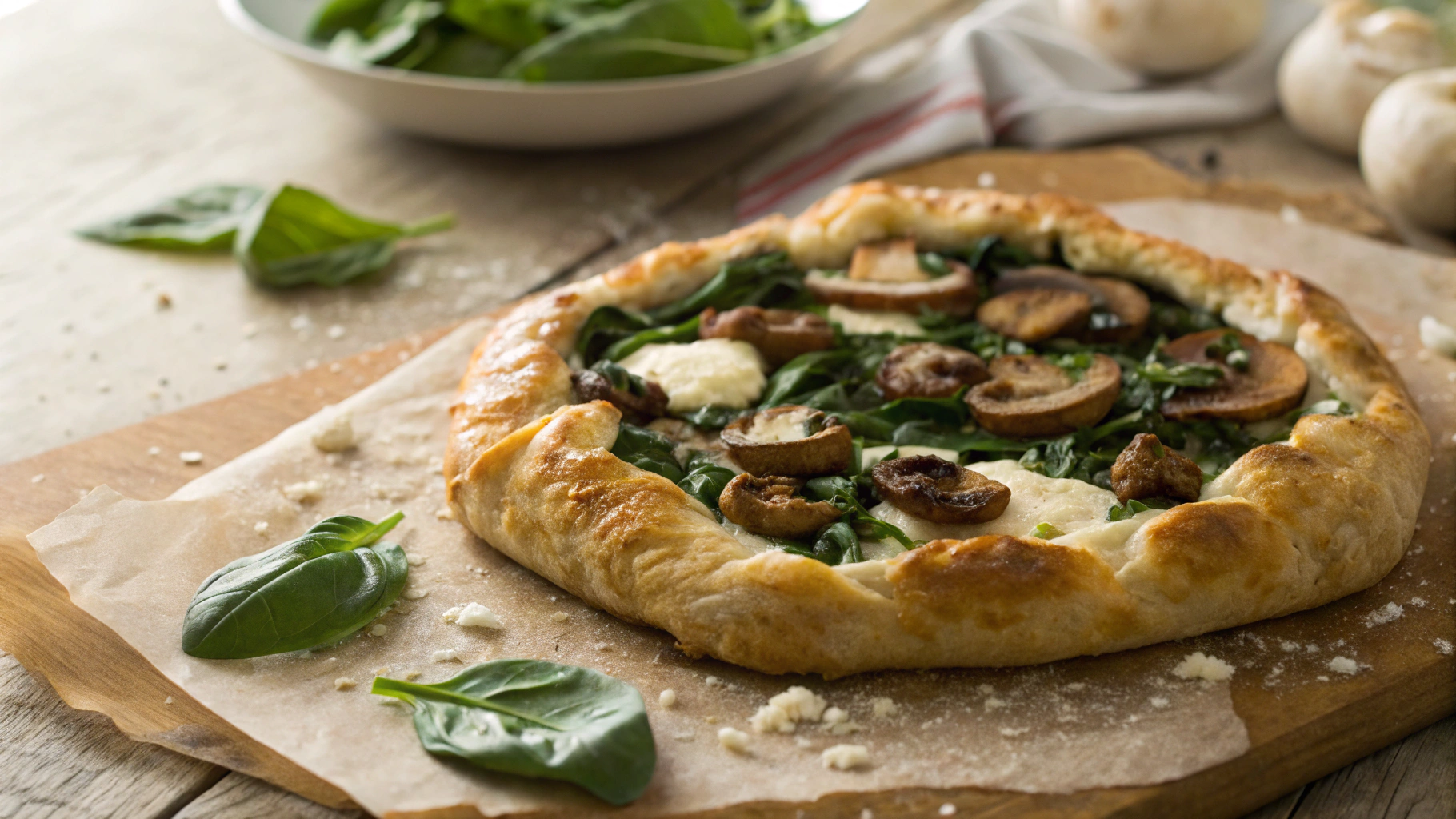 Low Carb Mushroom Spinach Galette