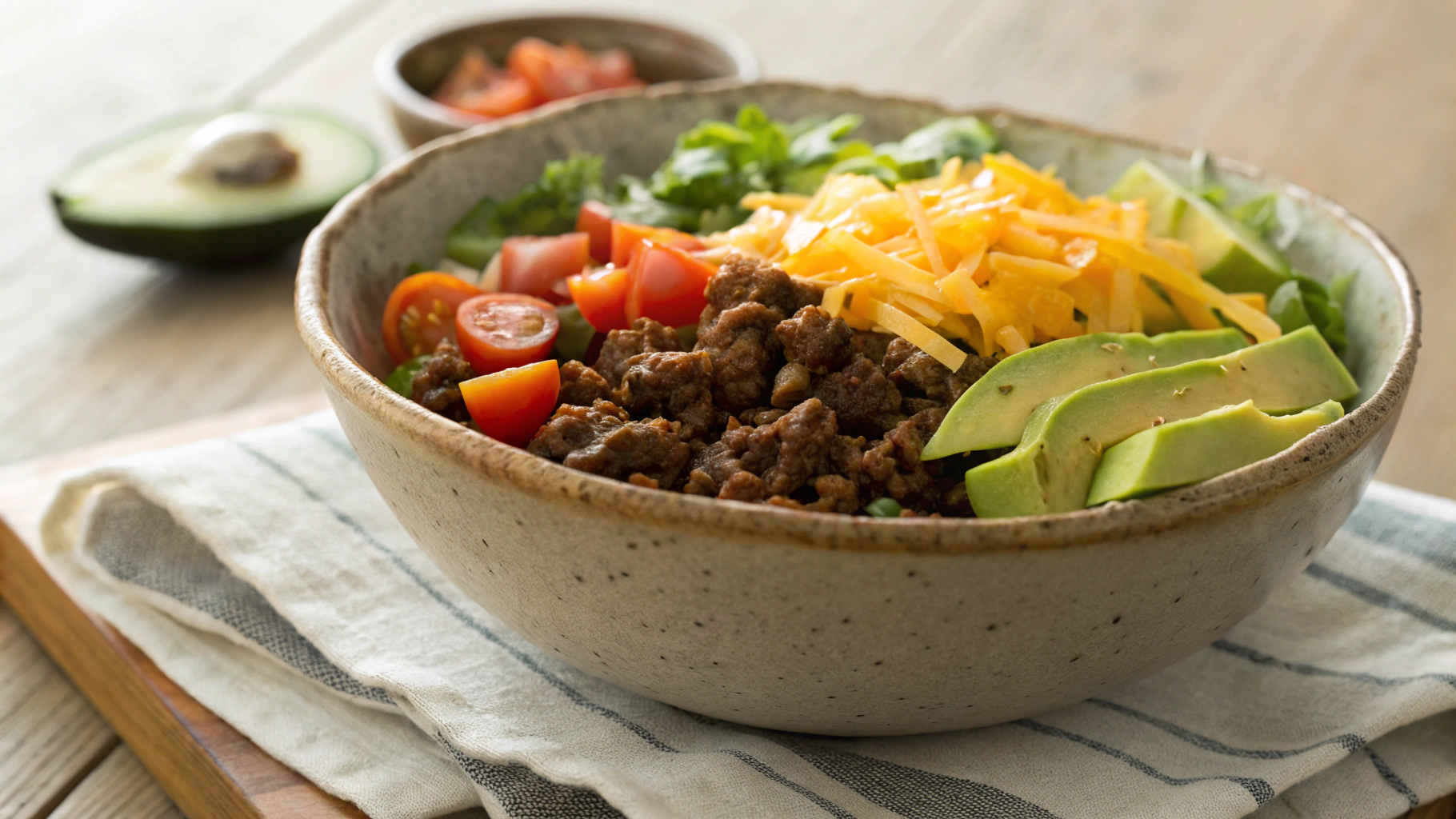 Keto No Lettuce Taco Salad Meal Prep