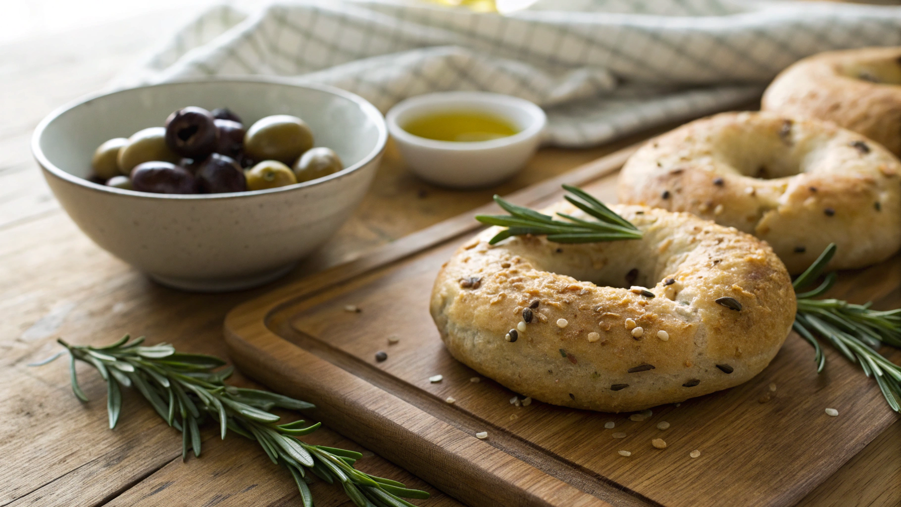 Low Carb Olive and Rosemary Bagel
