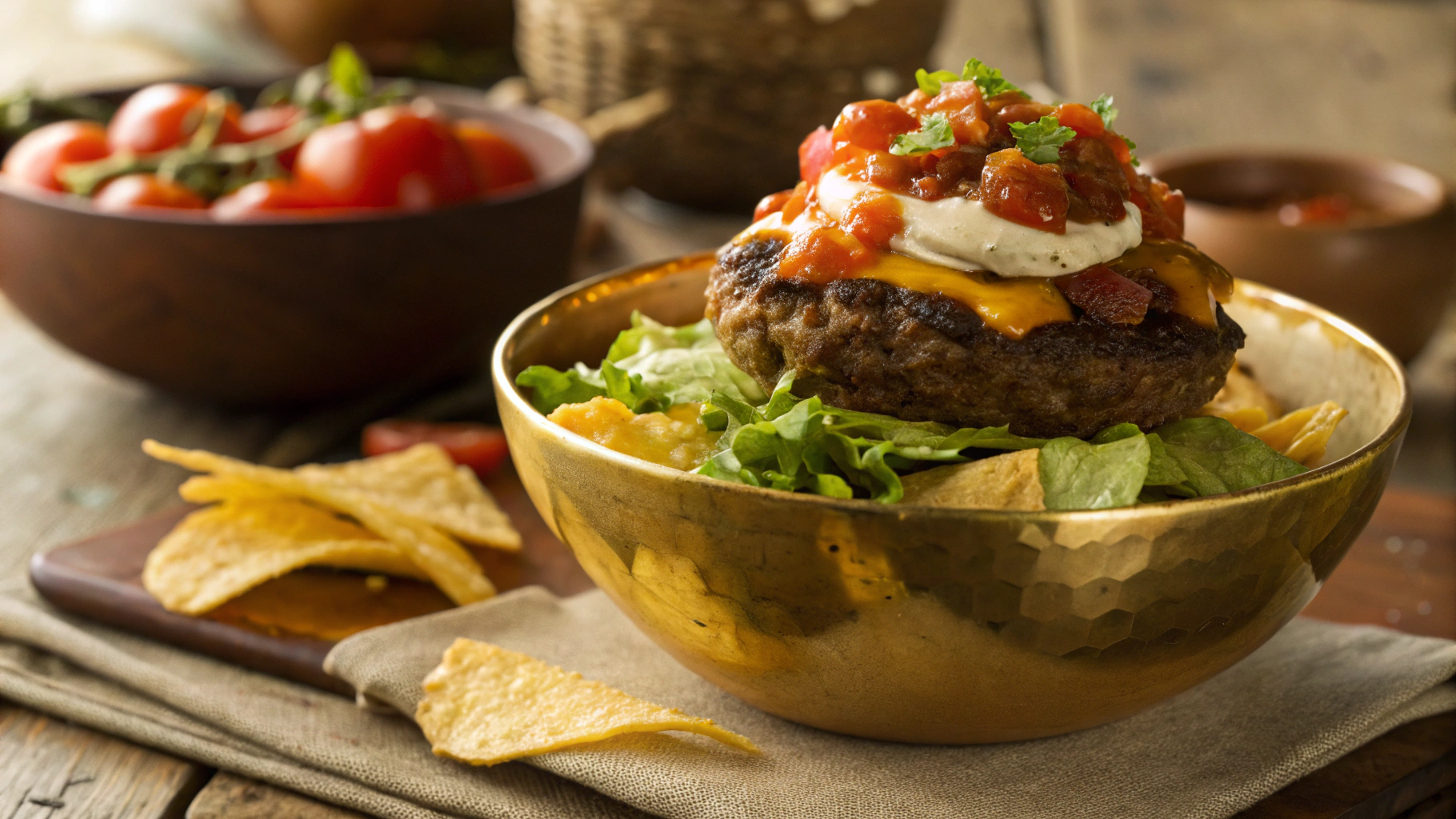 Low Carb OMAD Crunchy Nacho Burger Bowl