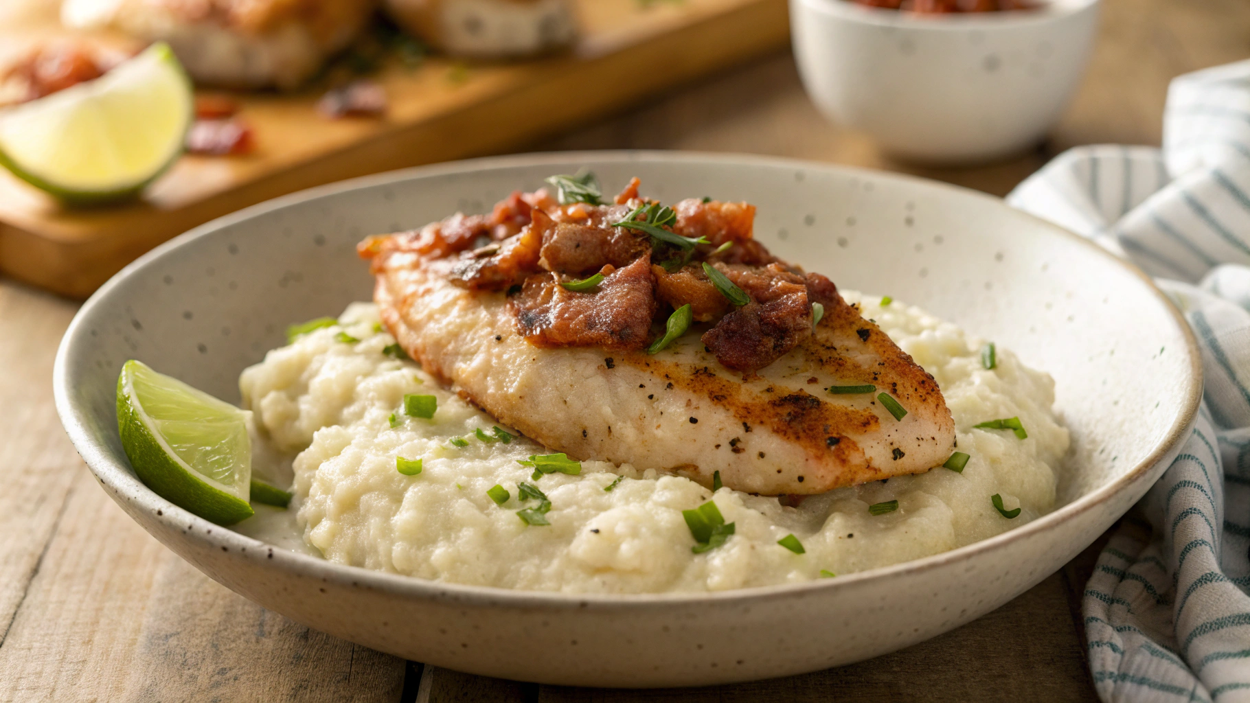Low Carb OMAD Queso Blanco Chicken w Bacon Mashed Potatoes