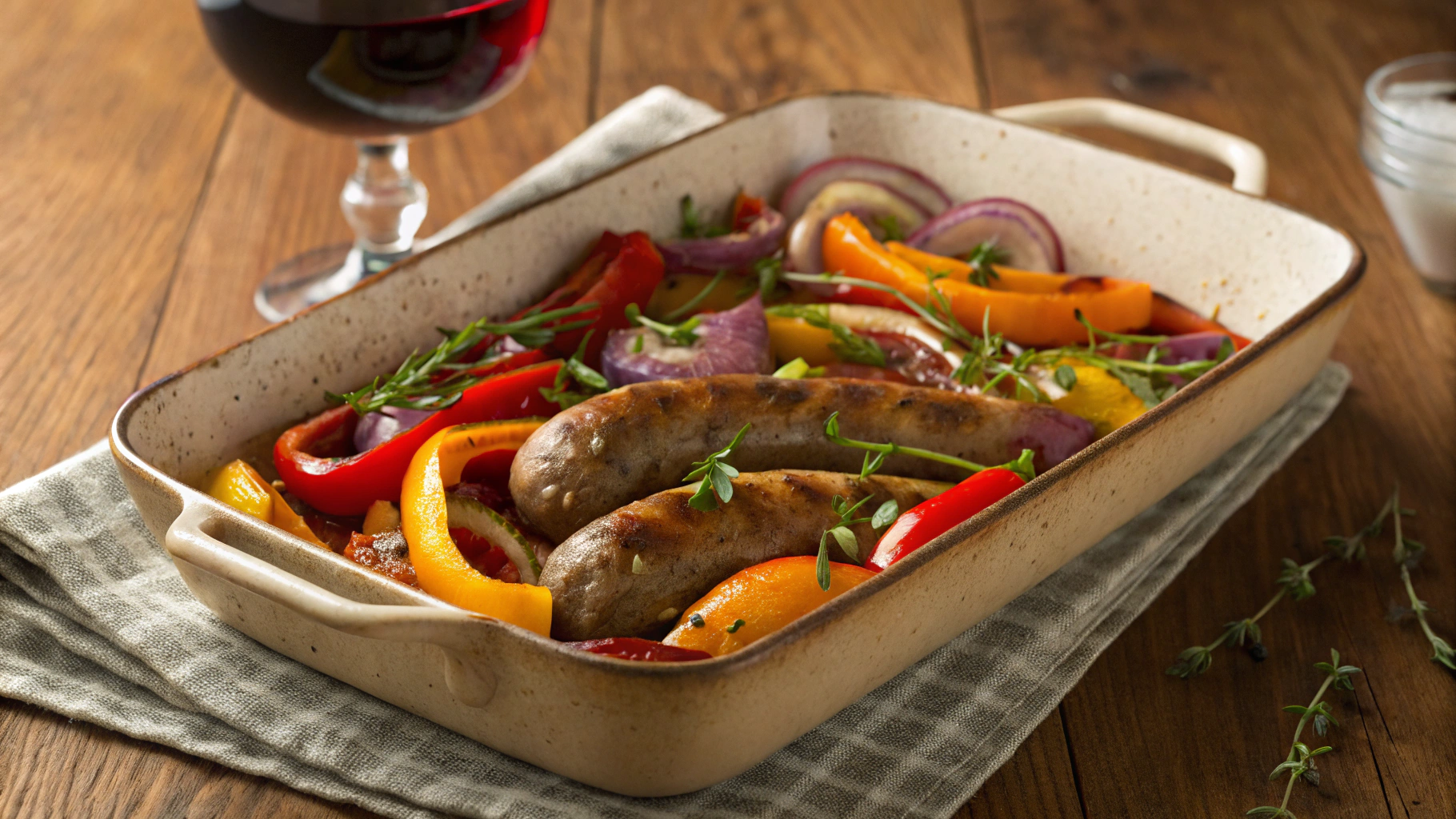 Low Carb One Pot Sweet and Smokey Sausage with Peppers