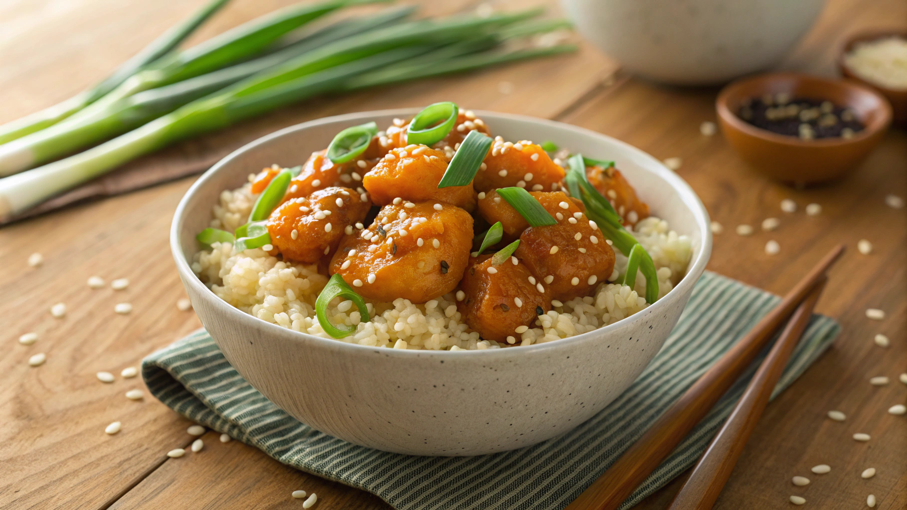 Keto Orange Chicken Fried Rice Bowls