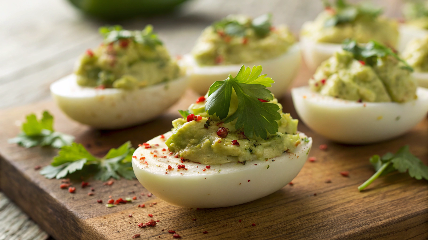 Keto Paleo Guacamole Deviled Eggs Snack