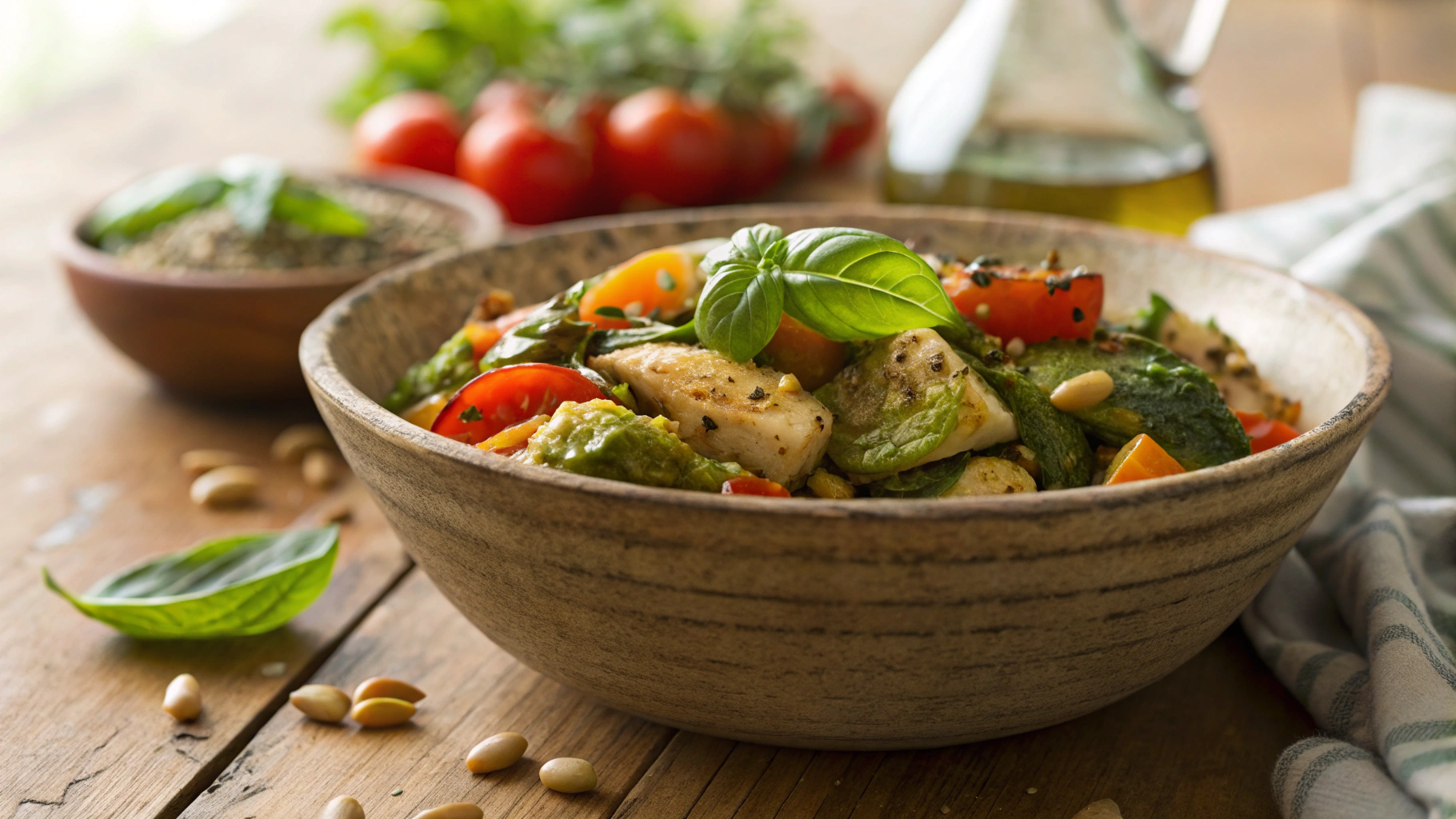 Keto Pan Pesto Chicken And Veggies