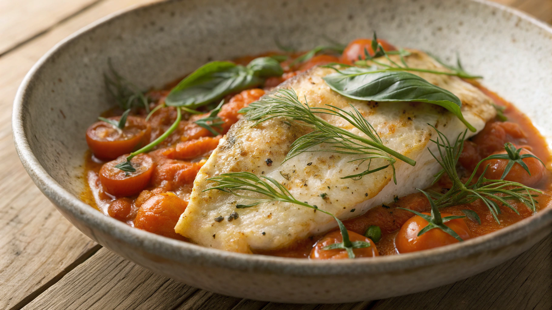 Low Carb Pan Roasted Flounder with Tomato Cream Sauce