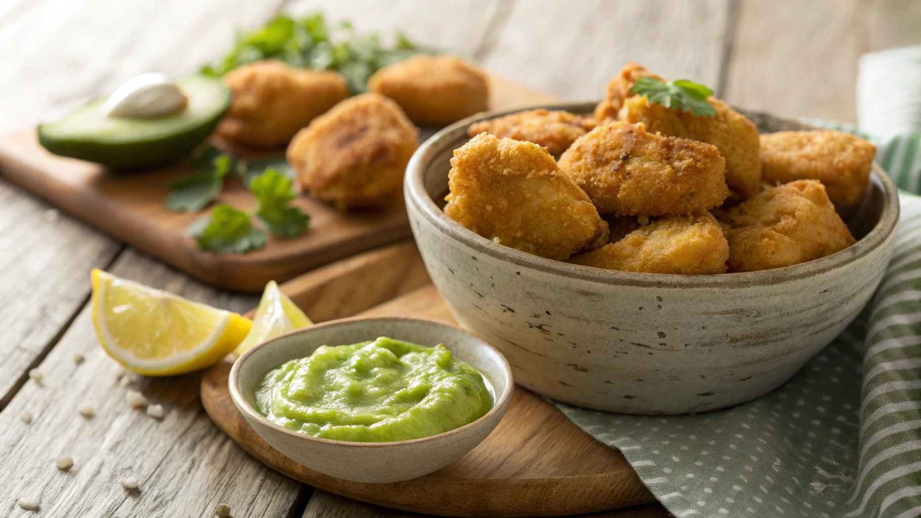 Keto Parmesan Fish Nuggets With Avocado Dipping Sauce
