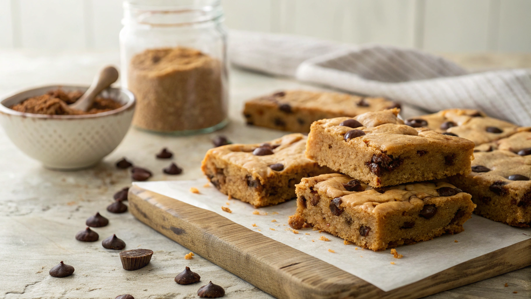 Keto Peanut Butter Chocolate Chip Blondies
