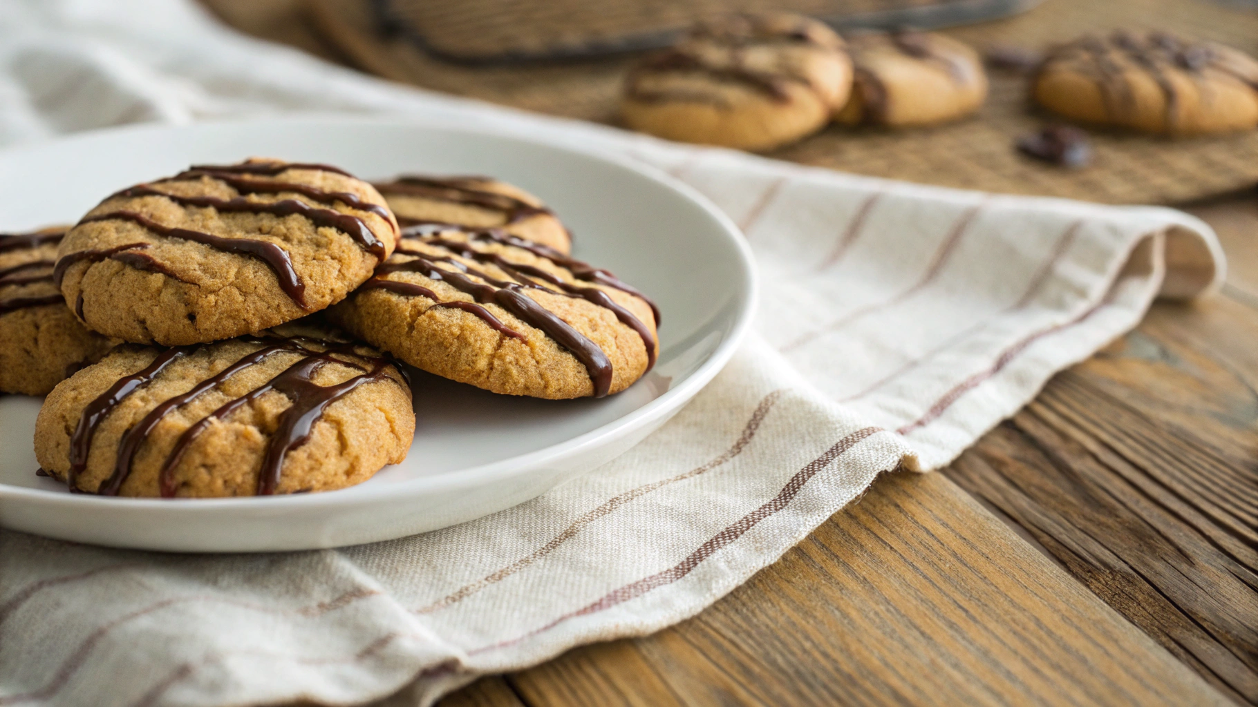Keto Peanut Butter Cookies With Chocolate Drizzle