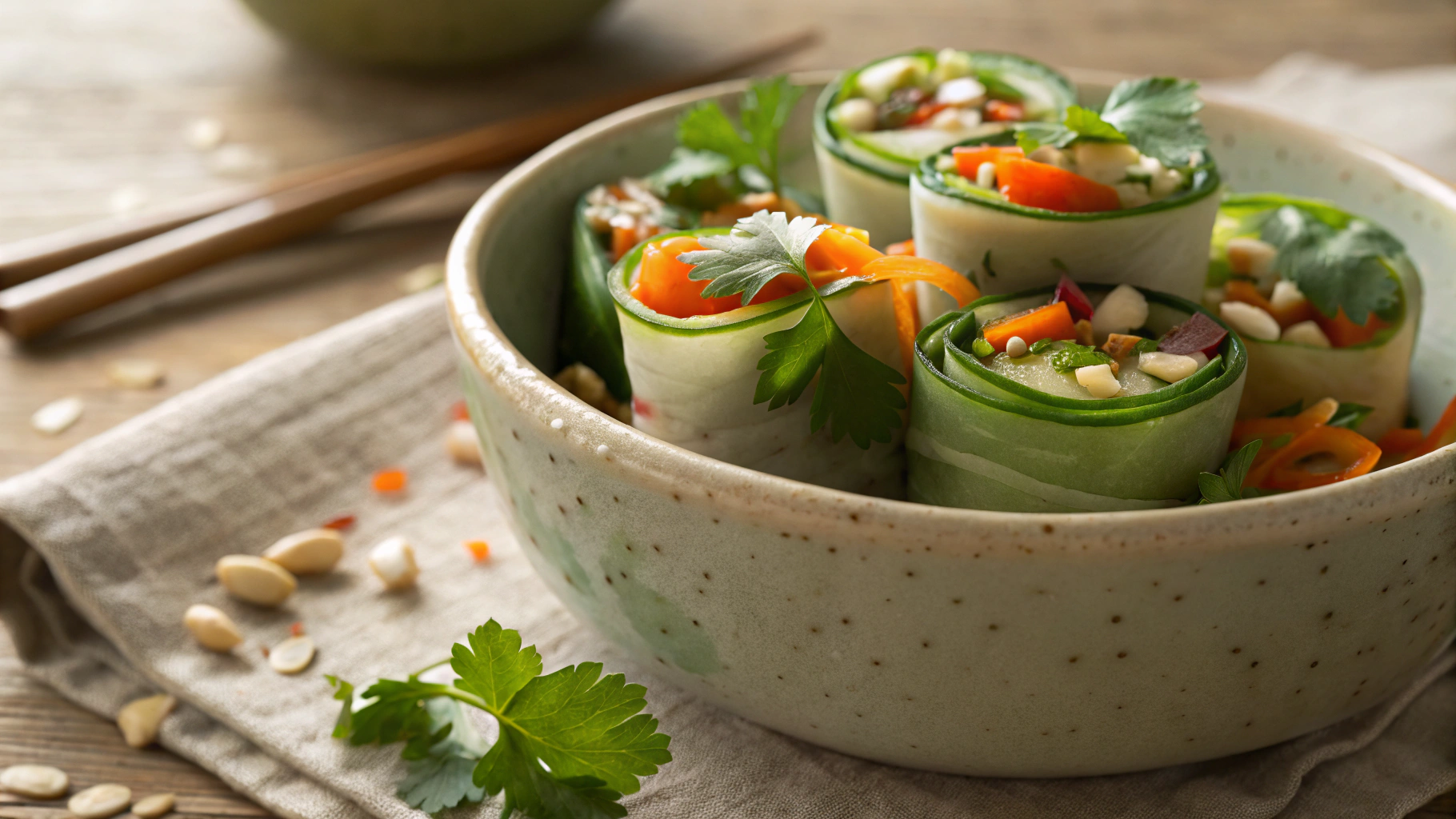 Keto Peanut Cucumber Rolls