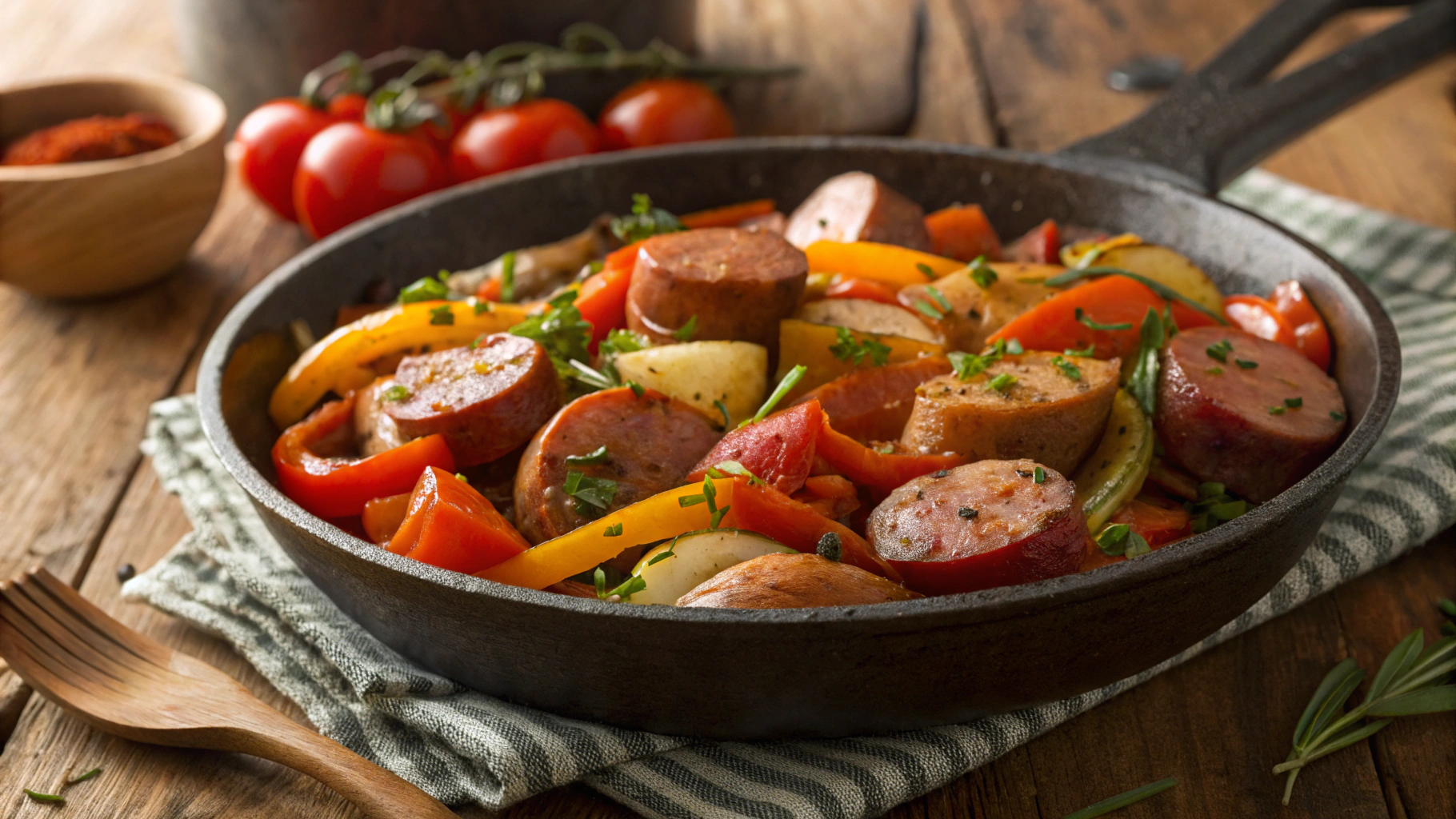 Keto Polish Sausage and Veggie Skillet