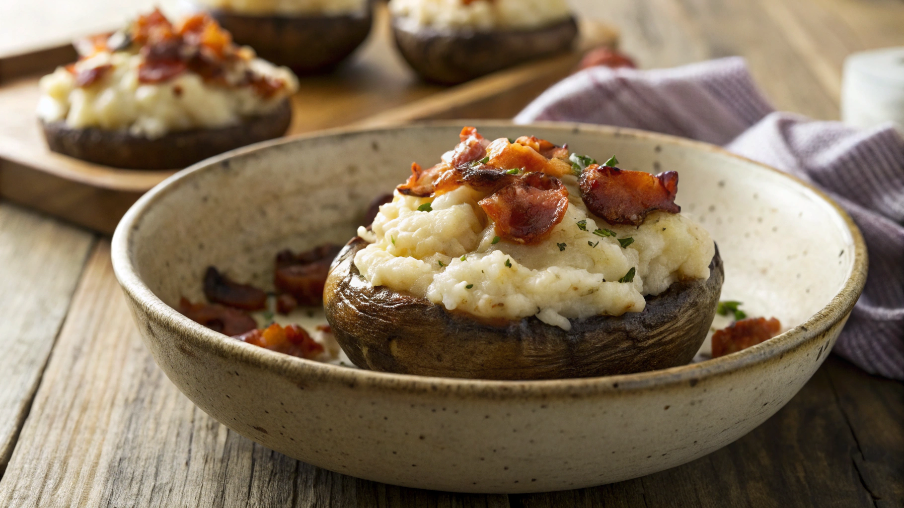 Low Carb Portabella Caps Stuffed W Loaded Mash