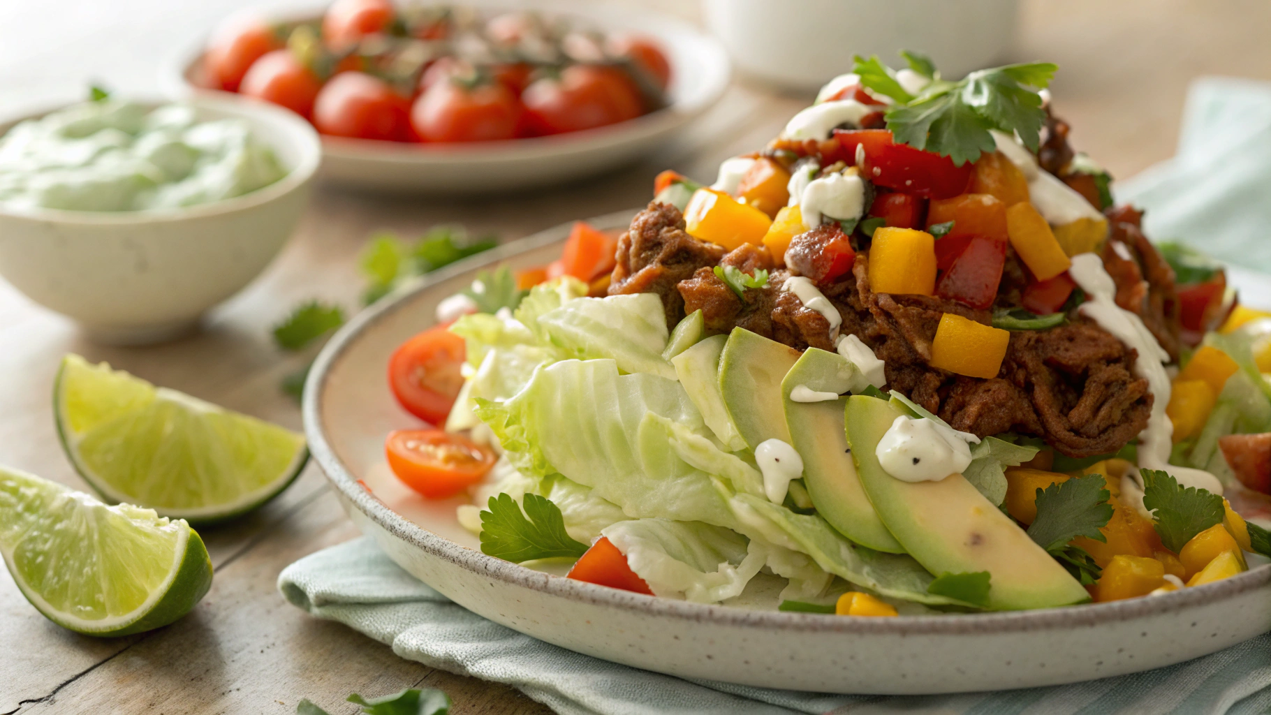 Low Carb Pulled Pork Taco Wedge Salad