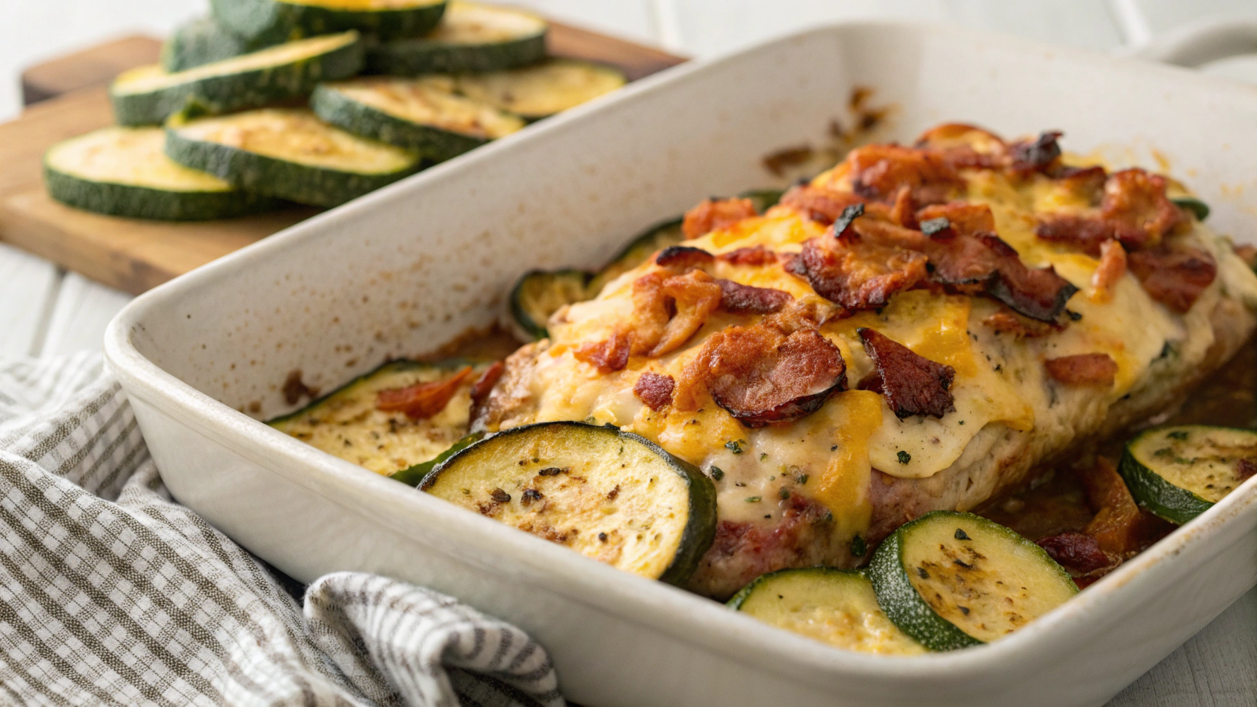 Low Carb Ranch Turkey Roll Bake With Crispy Rapini and Zucchini