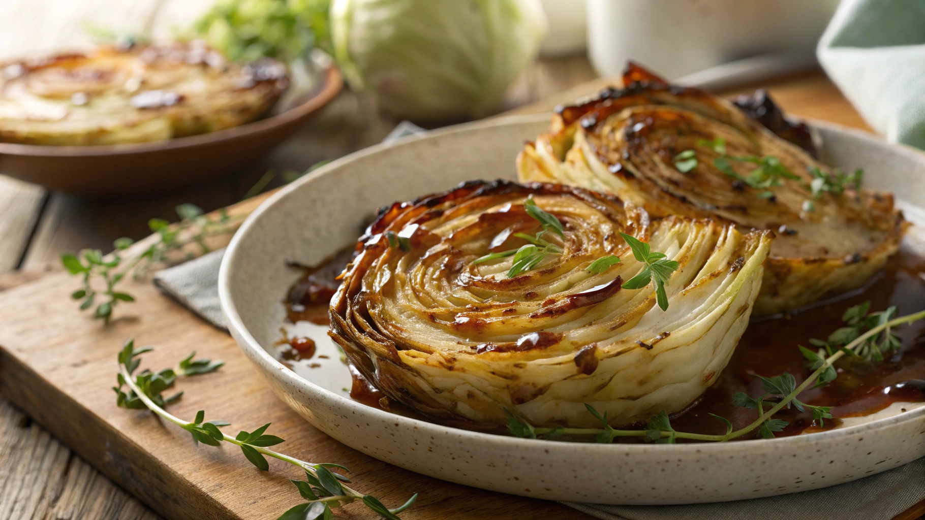 Low Carb Roasted Sticky Cabbage Steaks