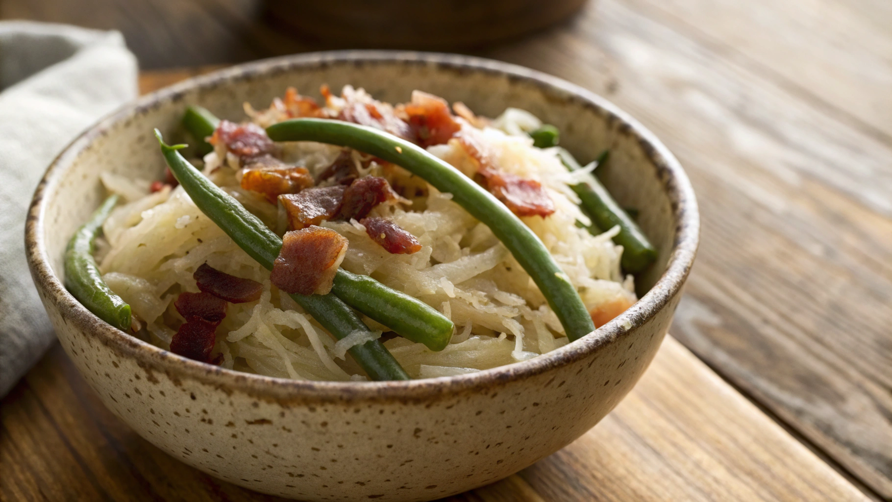 Keto Sauerkraut with Green Beans and Bacon
