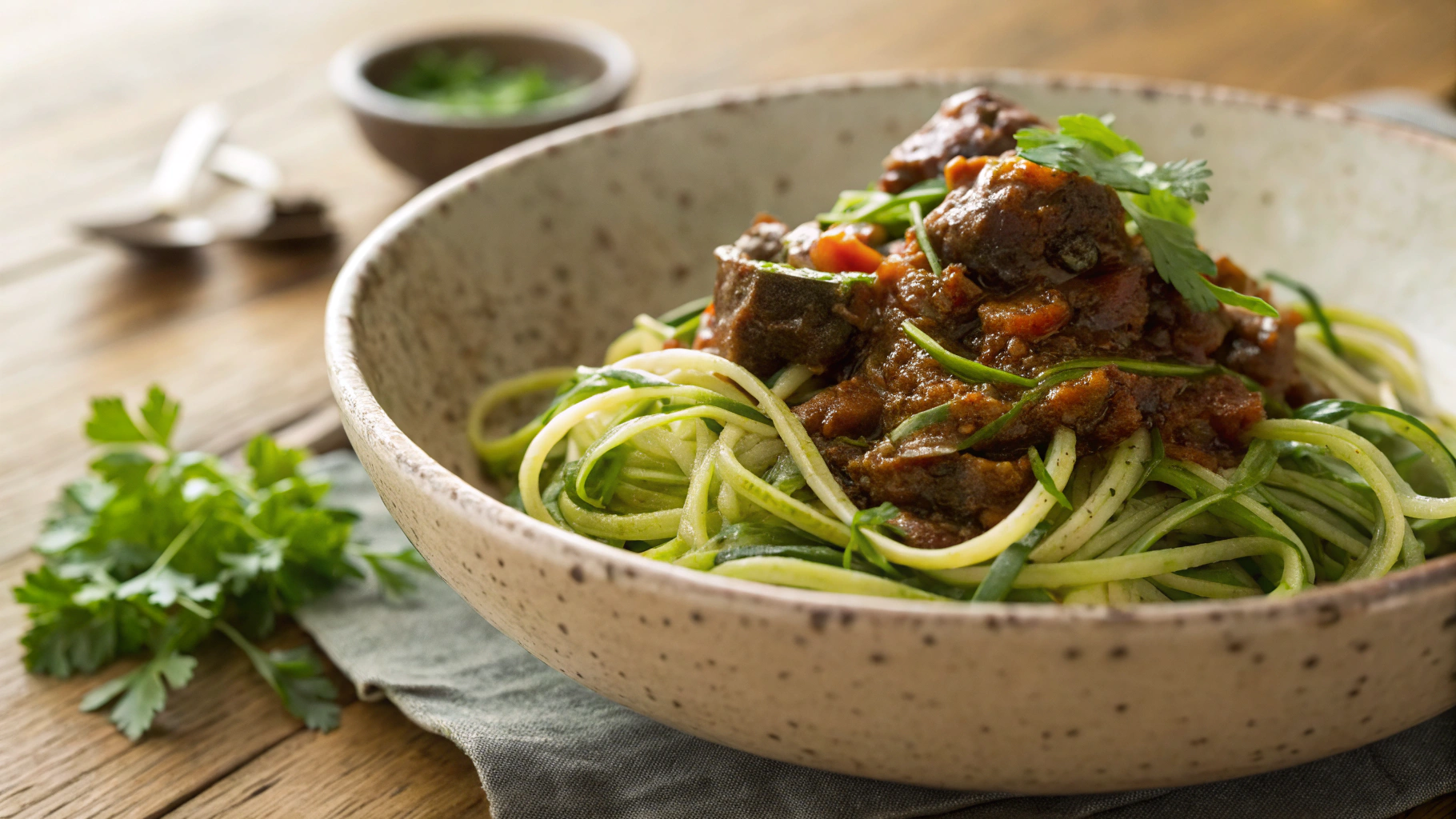 Low Carb Short Rib Ragu Over Zoodles