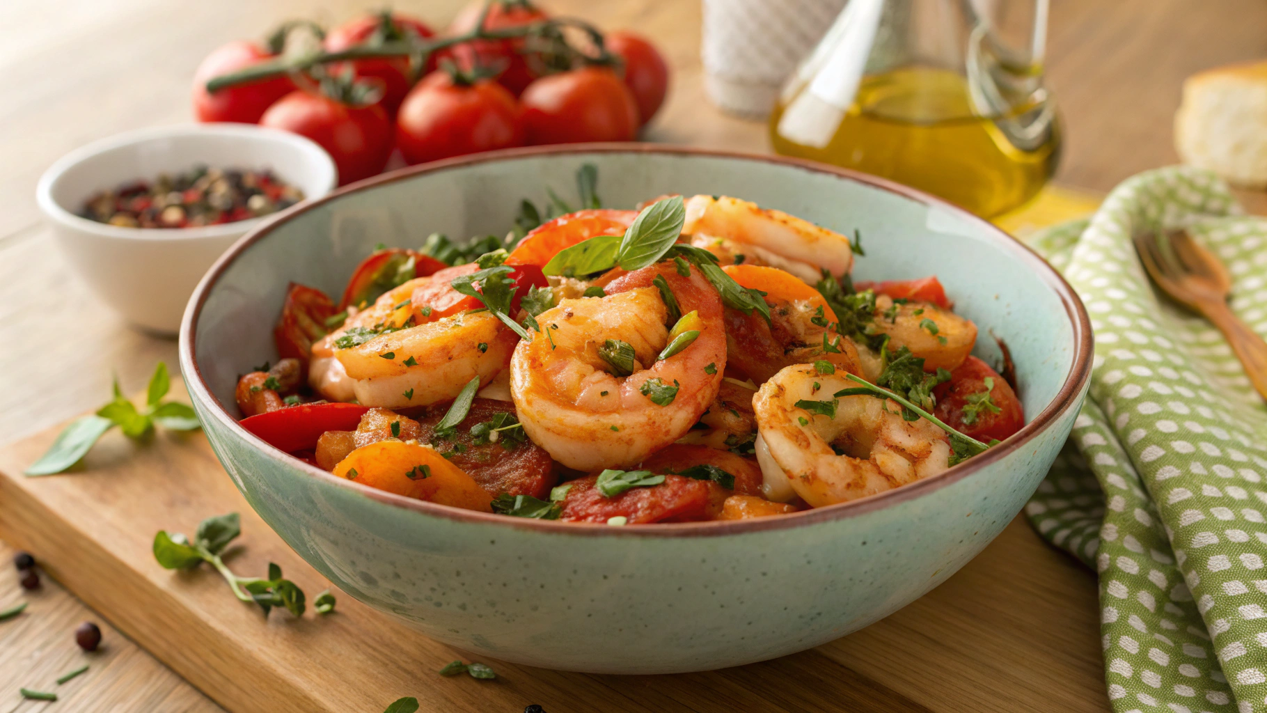 Low Carb Shrimp Diavolo w Portabella Steaks