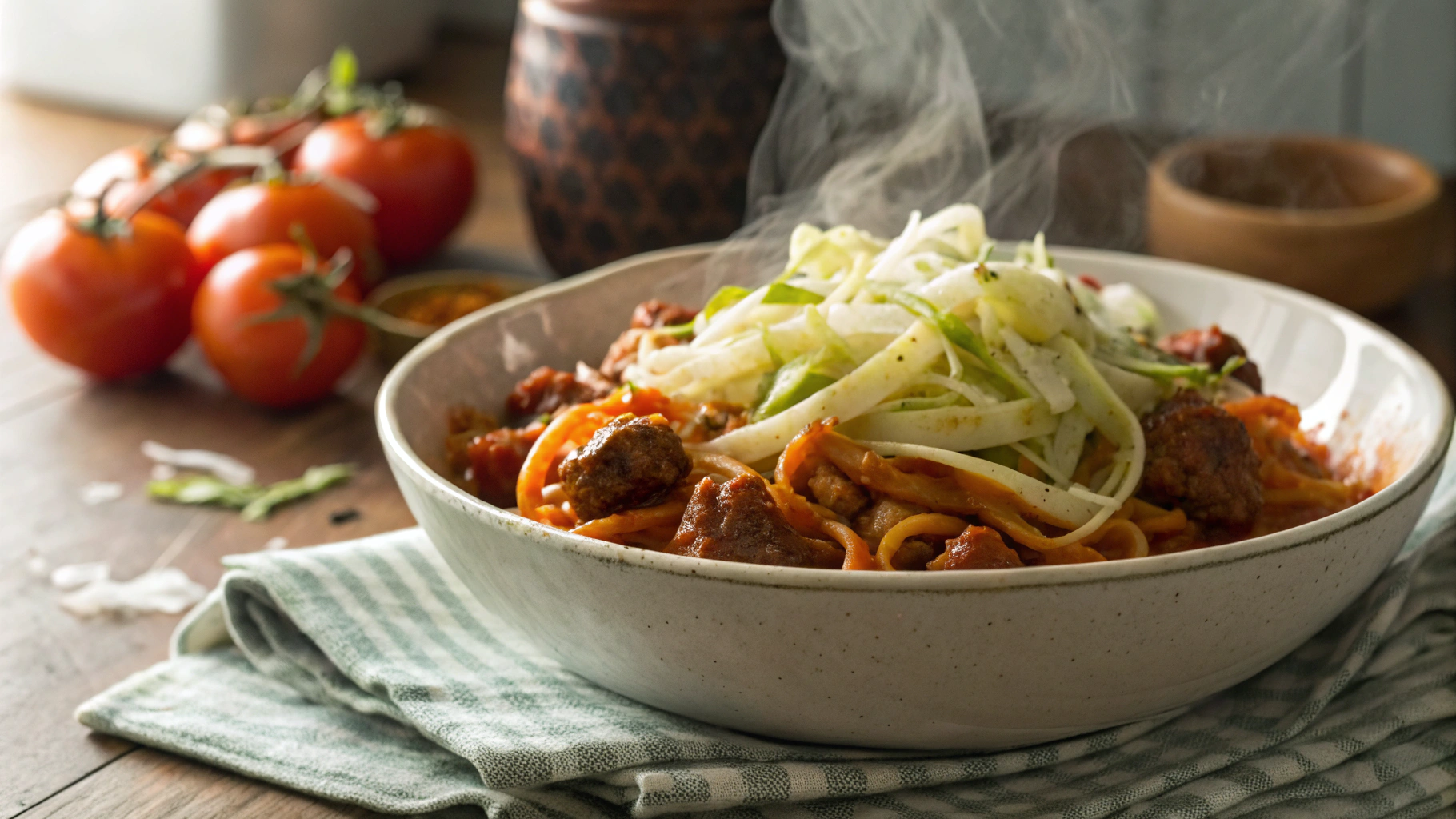 Low Carb Smoky Beef And Chorizo Pasta