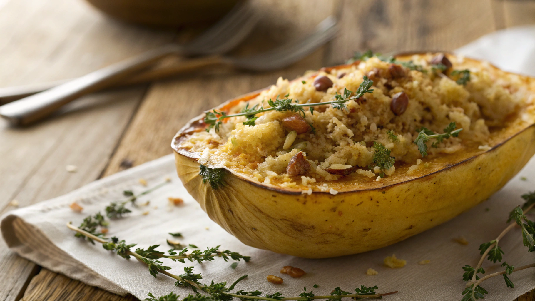Low Carb Spaghetti Squash with Almonds and Thyme