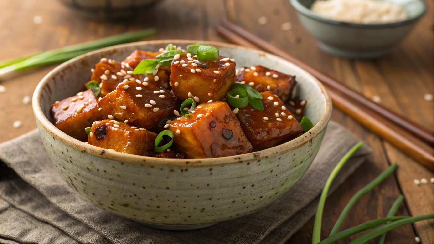 Keto Spicy Glazed Crispy Air Fryer Tofu