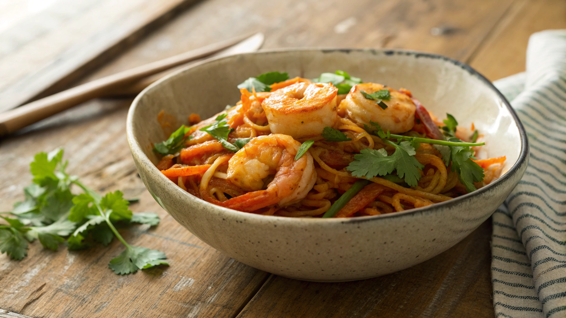 Low Carb Spicy Shrimp and Cabbage Noodles